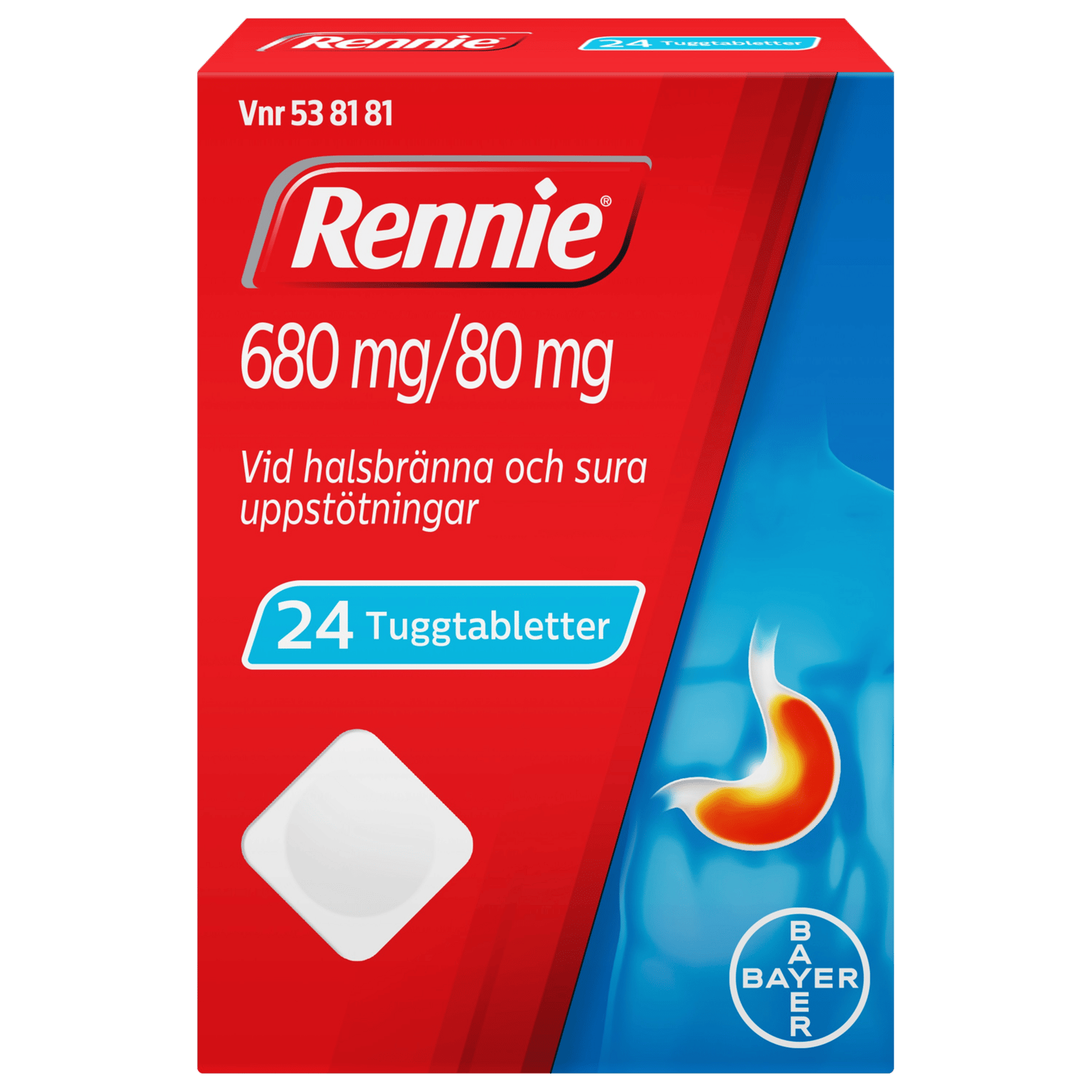 Rennie 680 mg/80 mg 24 tuggtabletter