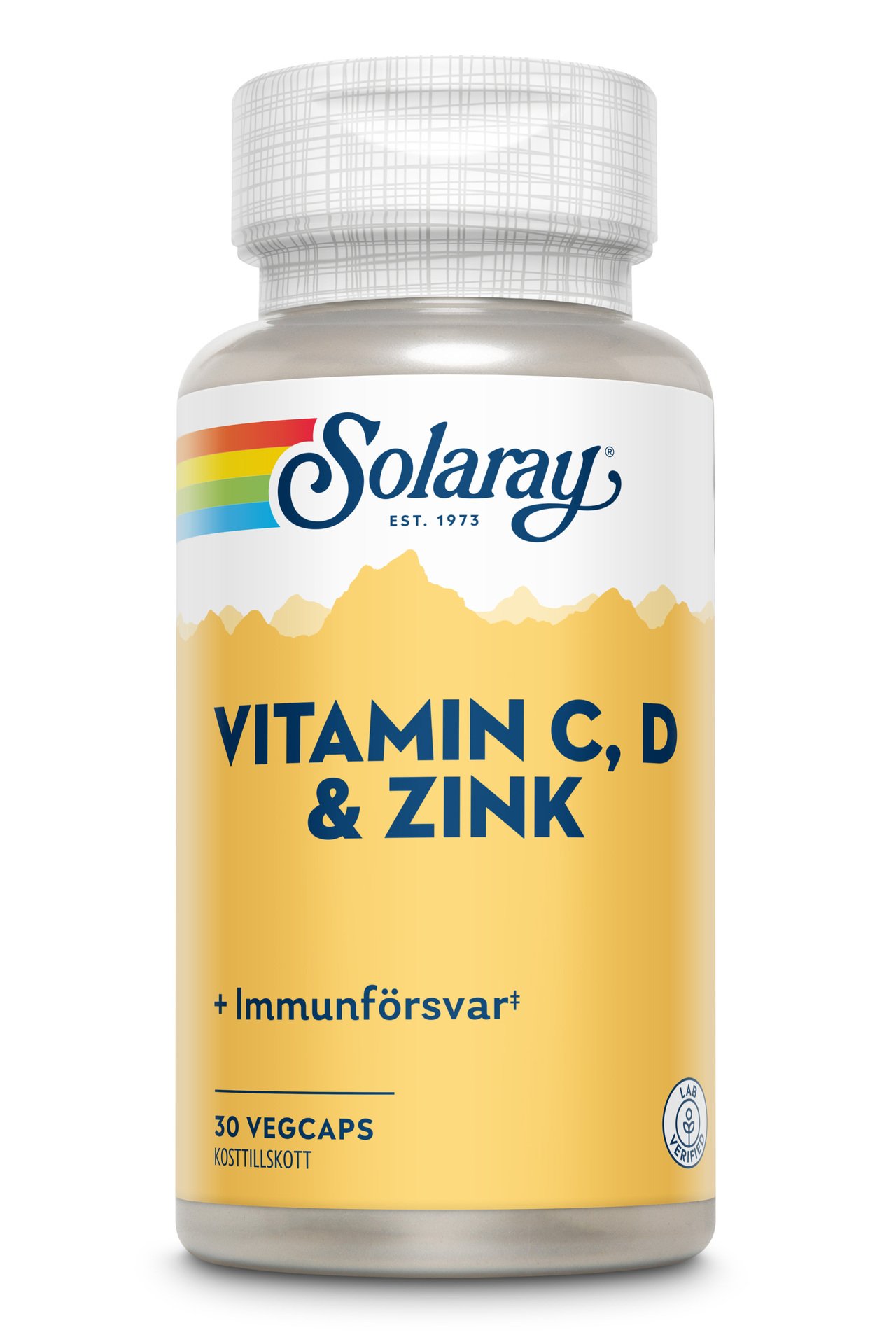Solaray Vitamin C, D & Zink 30 kapslar