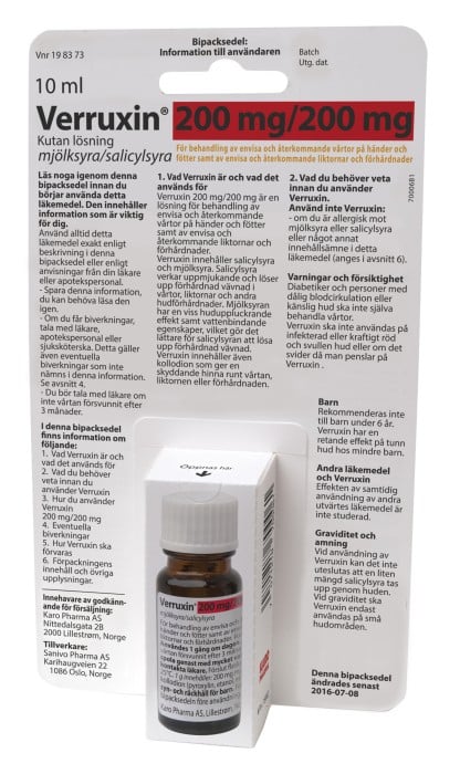Verruxin 200 mg/200 mg kutan lösning,10ml