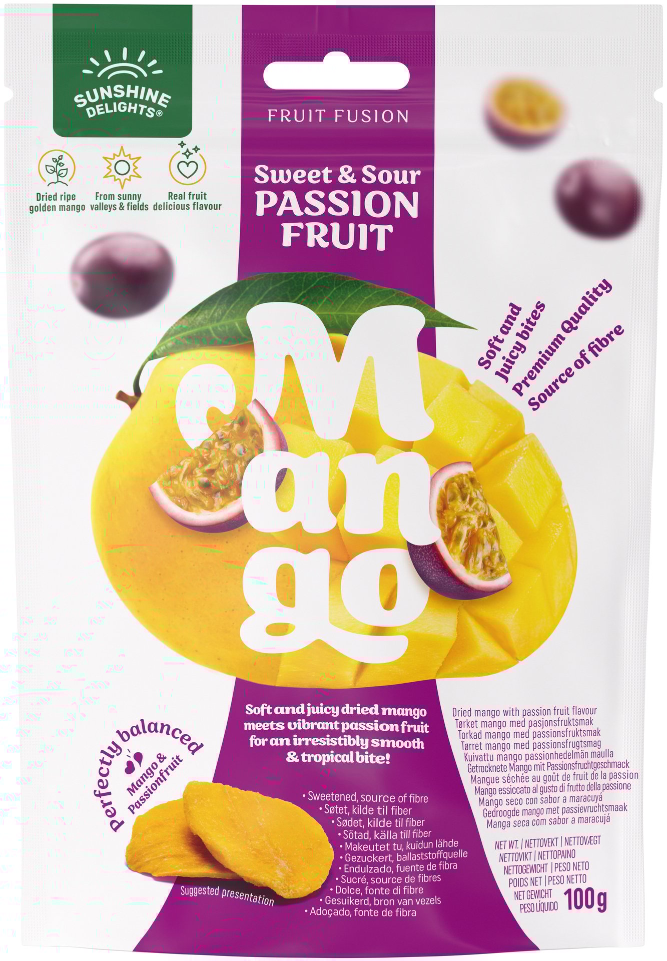 Sunshine Delights Mango och Passionsfrukt 100 g