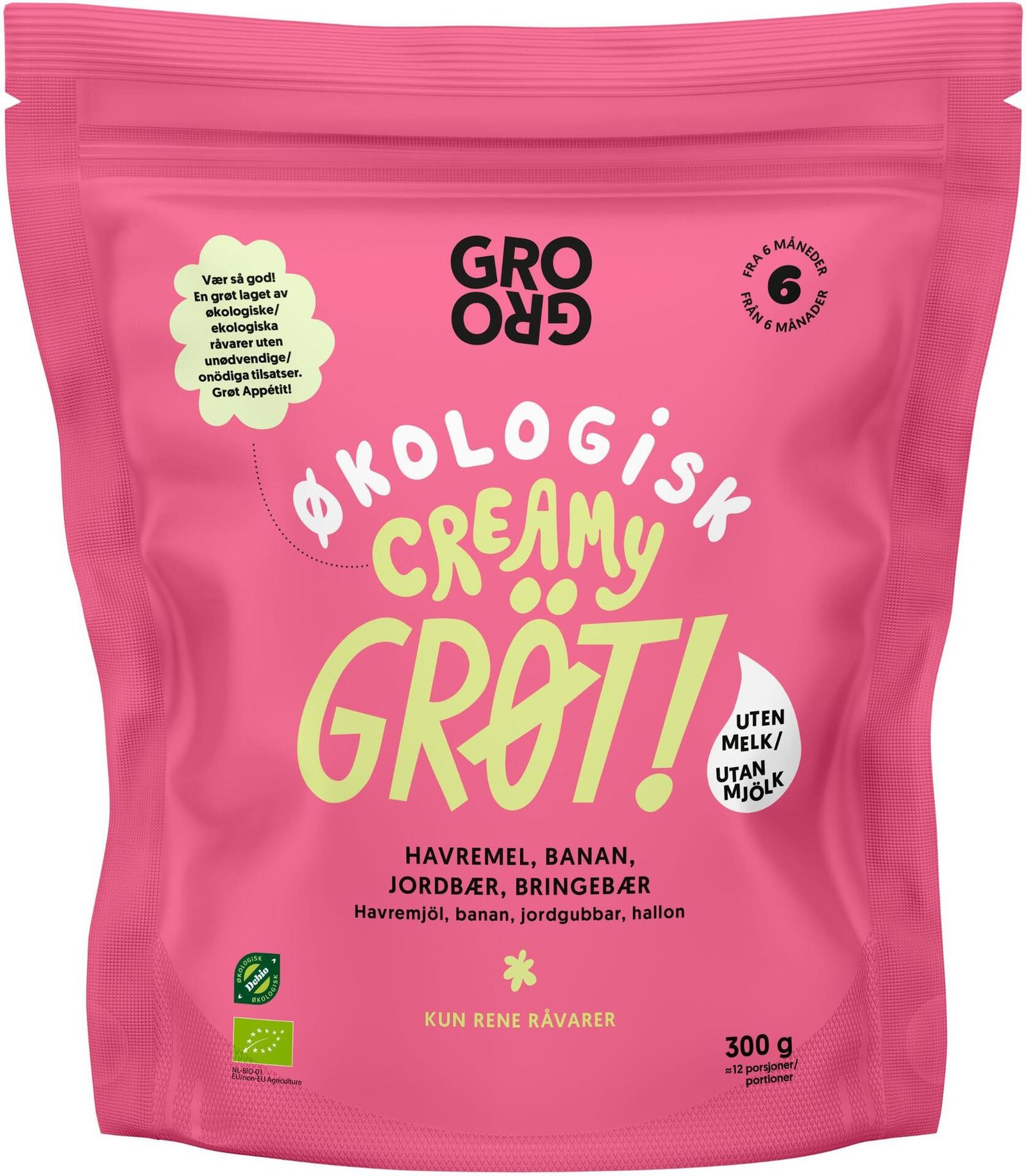 Grogro Gröt Banan Hallon 6 månader