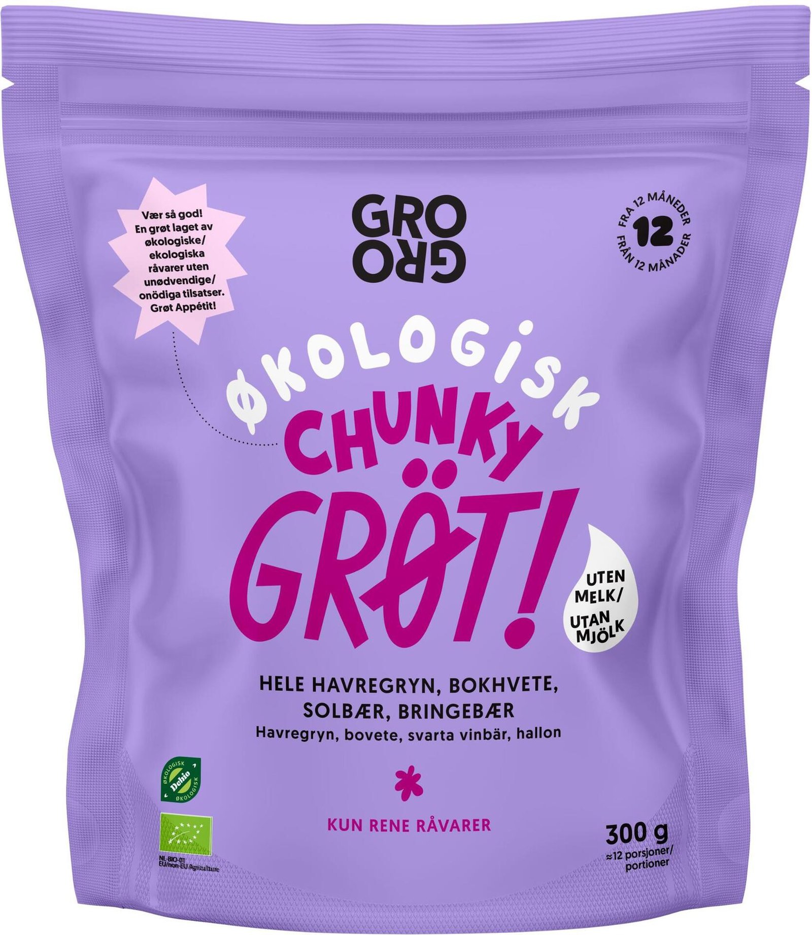 Grogro Gröt Svarta Vinbär Hallon 12 månader