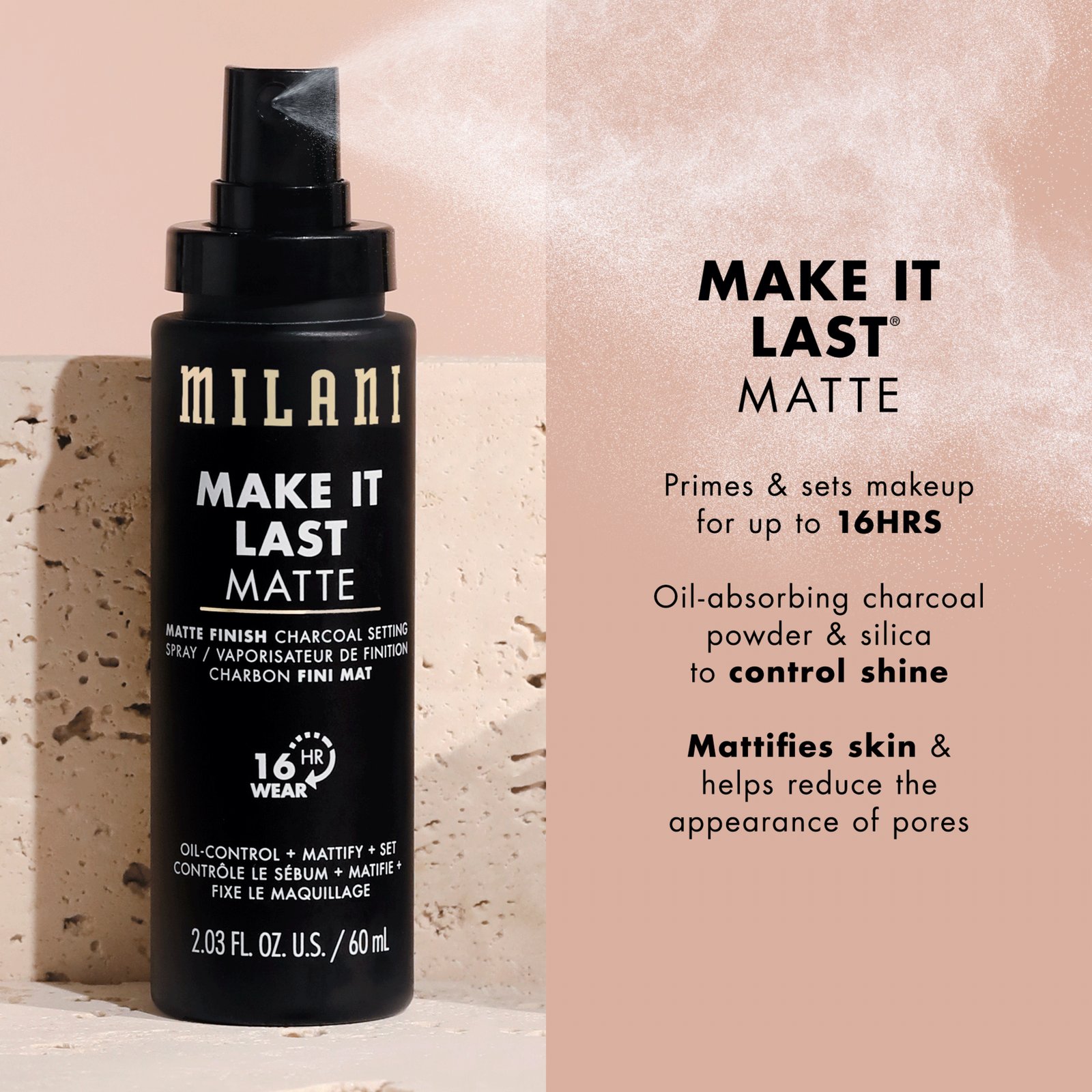 Milani Cosmetics Make it Last Matte Charcoal Setting Spray 60 ml