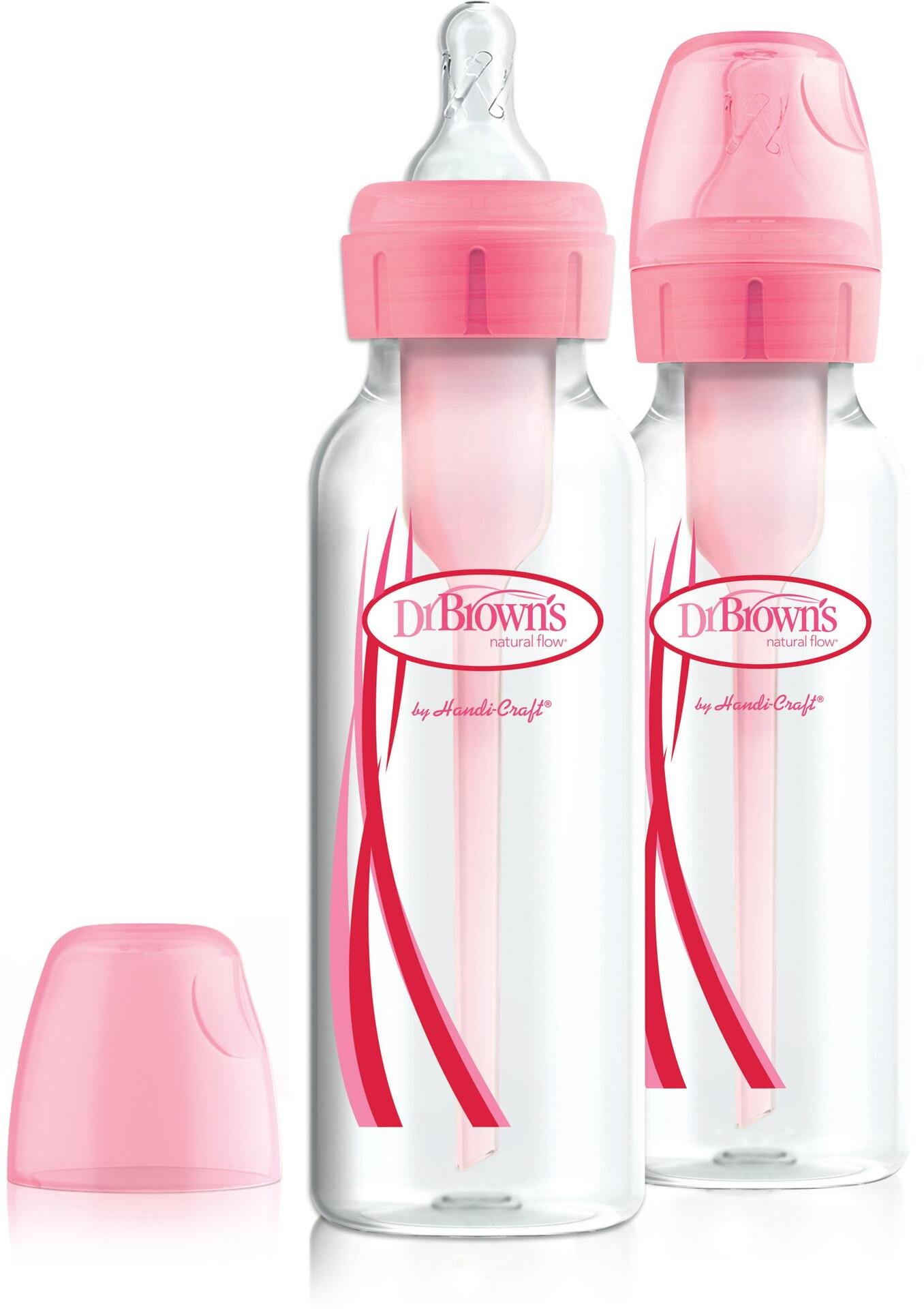 Dr.Brown 250ml Narrow Options+ Bottle Pink 2 st