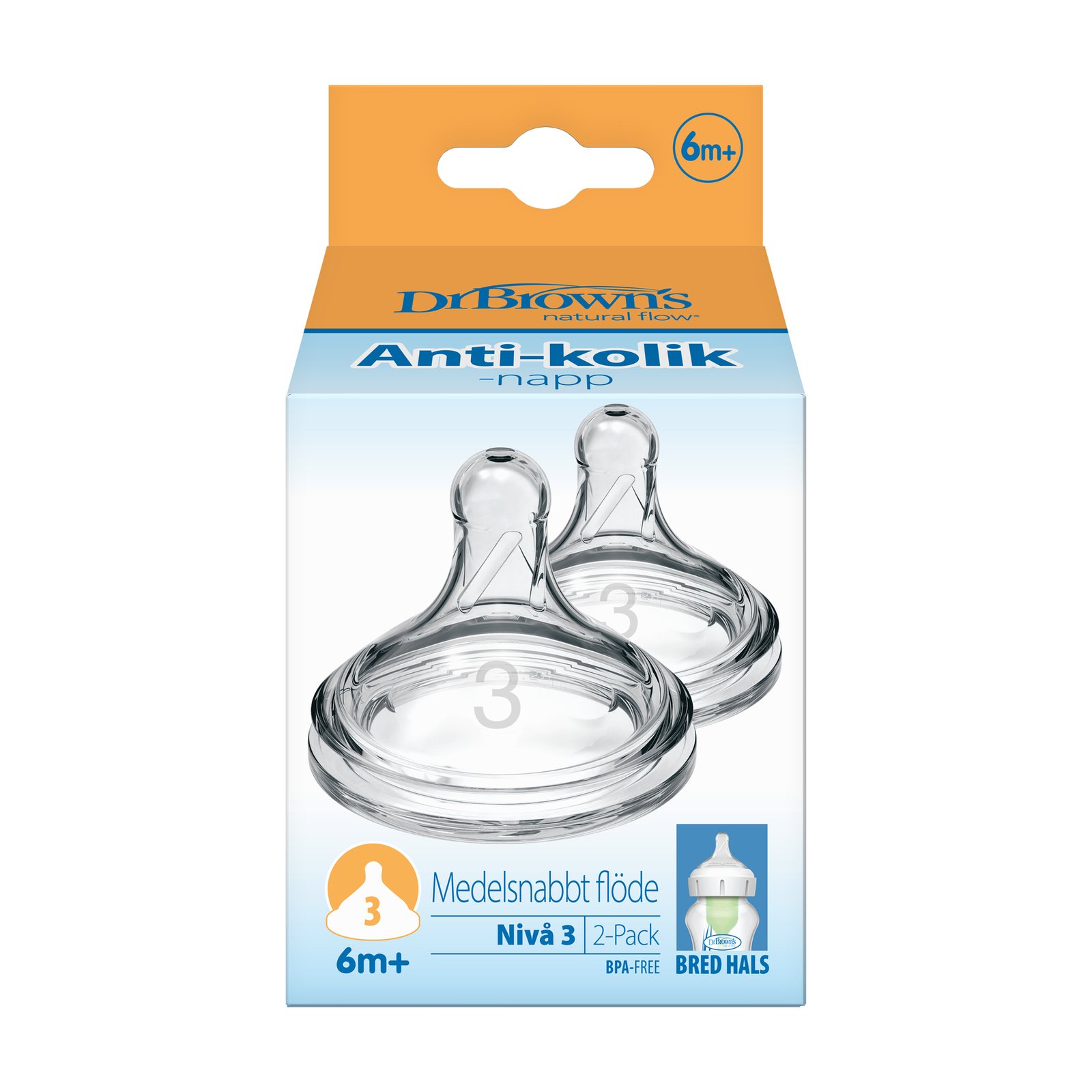 Dr.brown´s Options+ Wide-Neck Stl 3 Dinapp 2 st