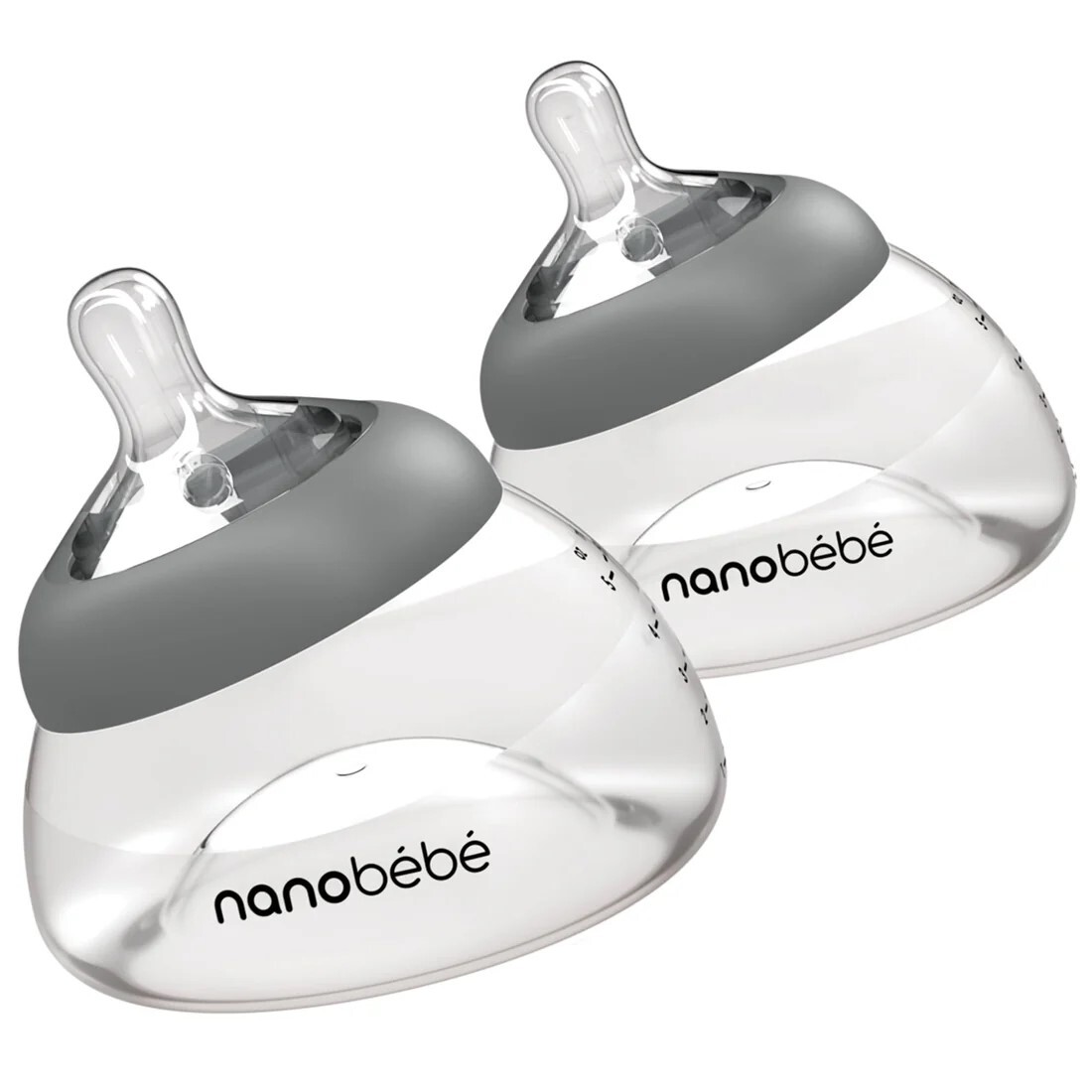 Nanobébé Bröstmjölksflaska Anti-kolik 150 ml Grå 2 st