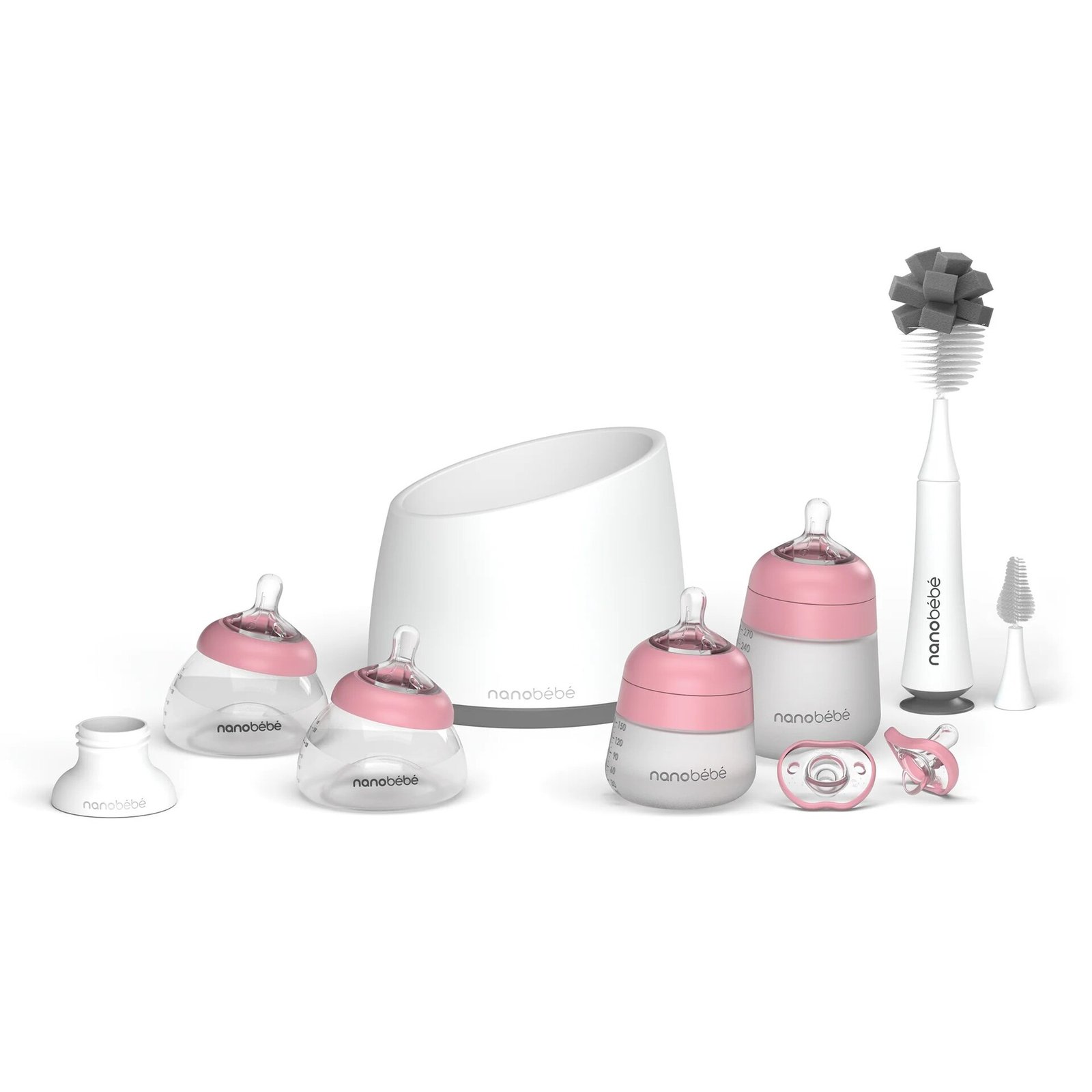 Nanobébé Komplett Matningsset Rosa/Grå