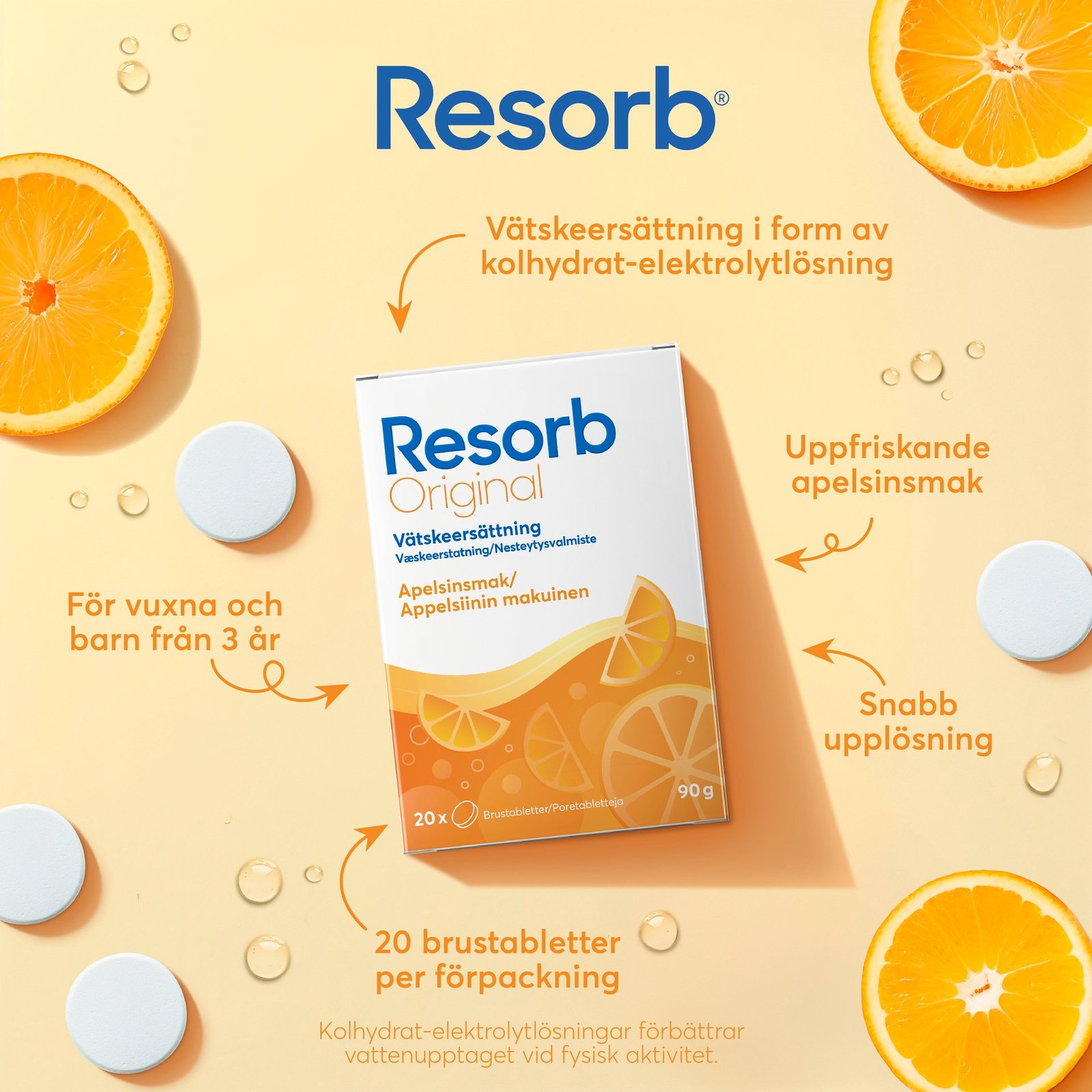 Resorb Vätskeersättning Apelsinsmak 90 g
