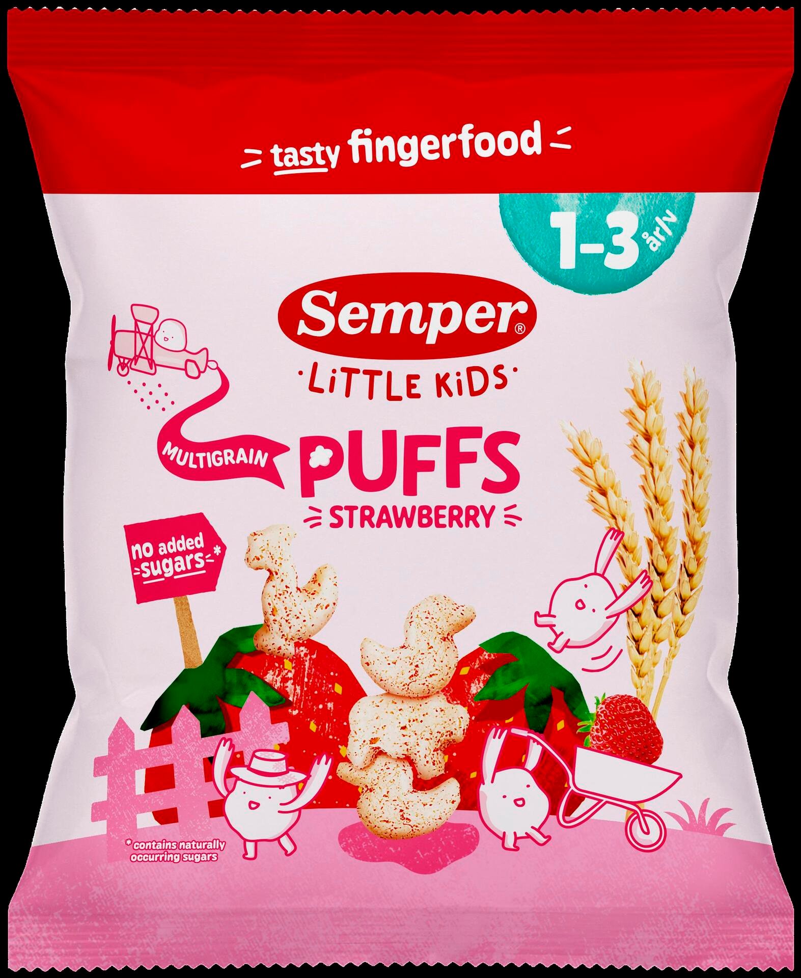 Semper Multigryn Puffs Jordgubb 1-3 år 18 g
