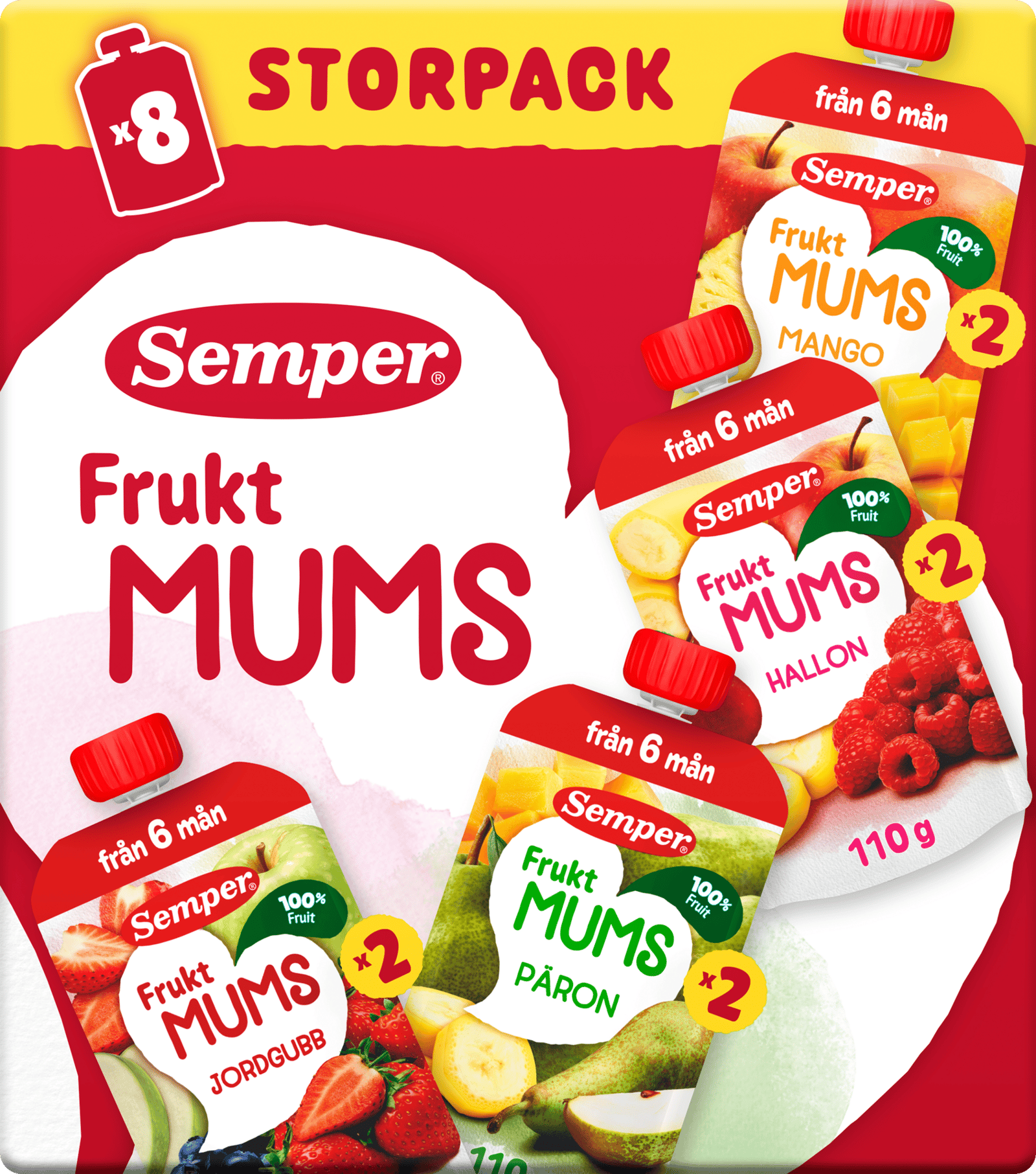 Semper Fruktmums Mix 6 månader 8 st