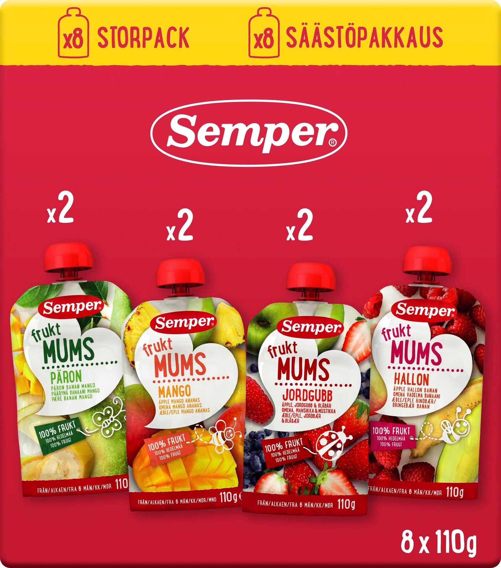 Semper Fruktmums Mix 6 månader 8 st
