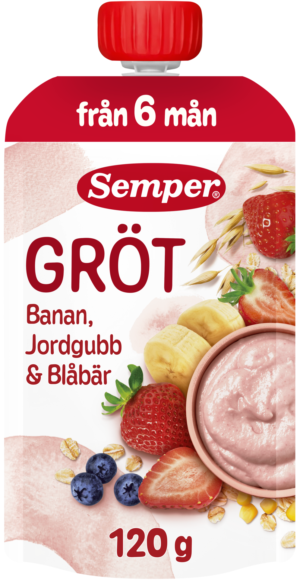 Semper Grötklämmis Jordgubb, Banan & Blåbär 120 g