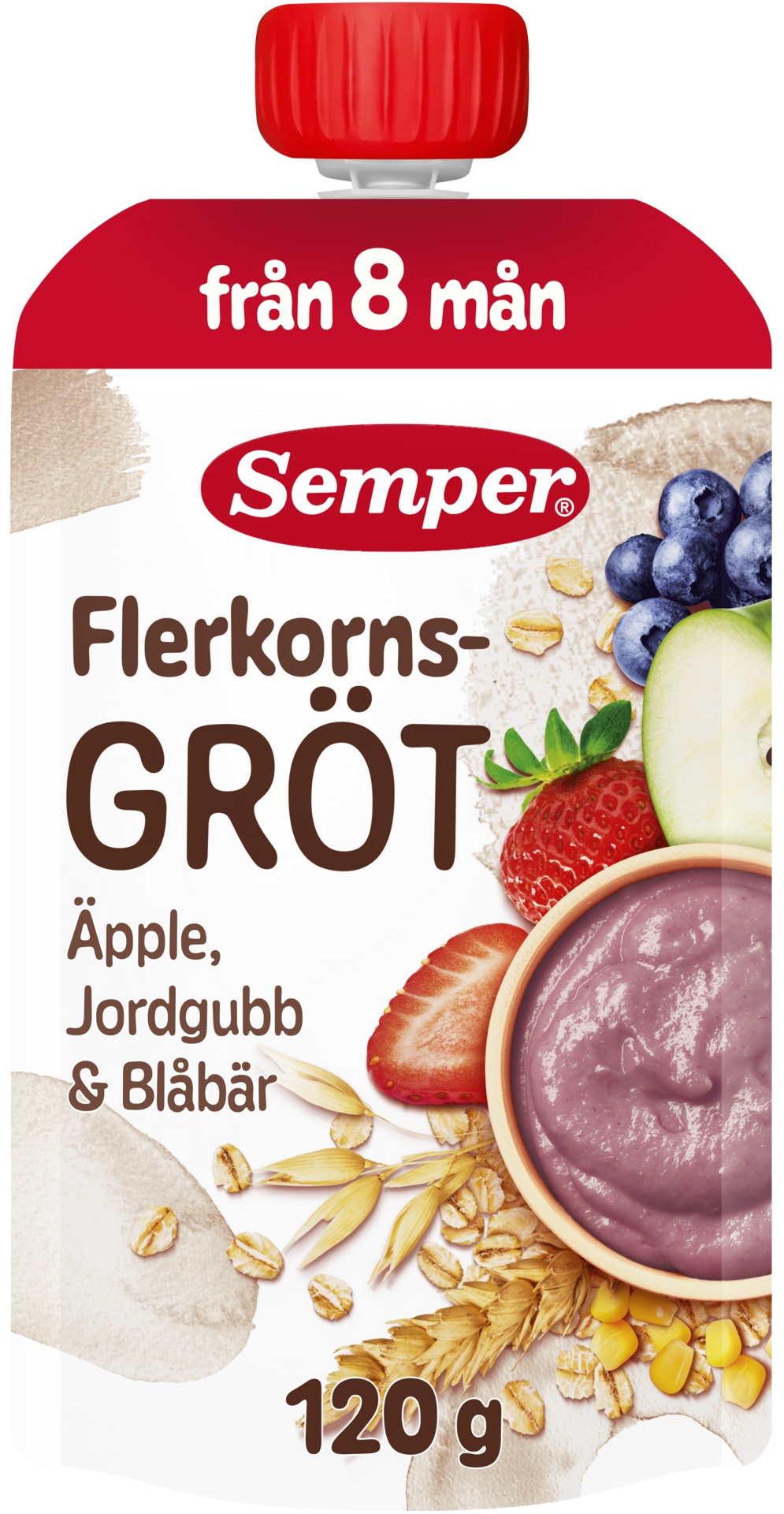Semper Flerkornsgröt Äpple, Jordgubb & Blåbär 120 g