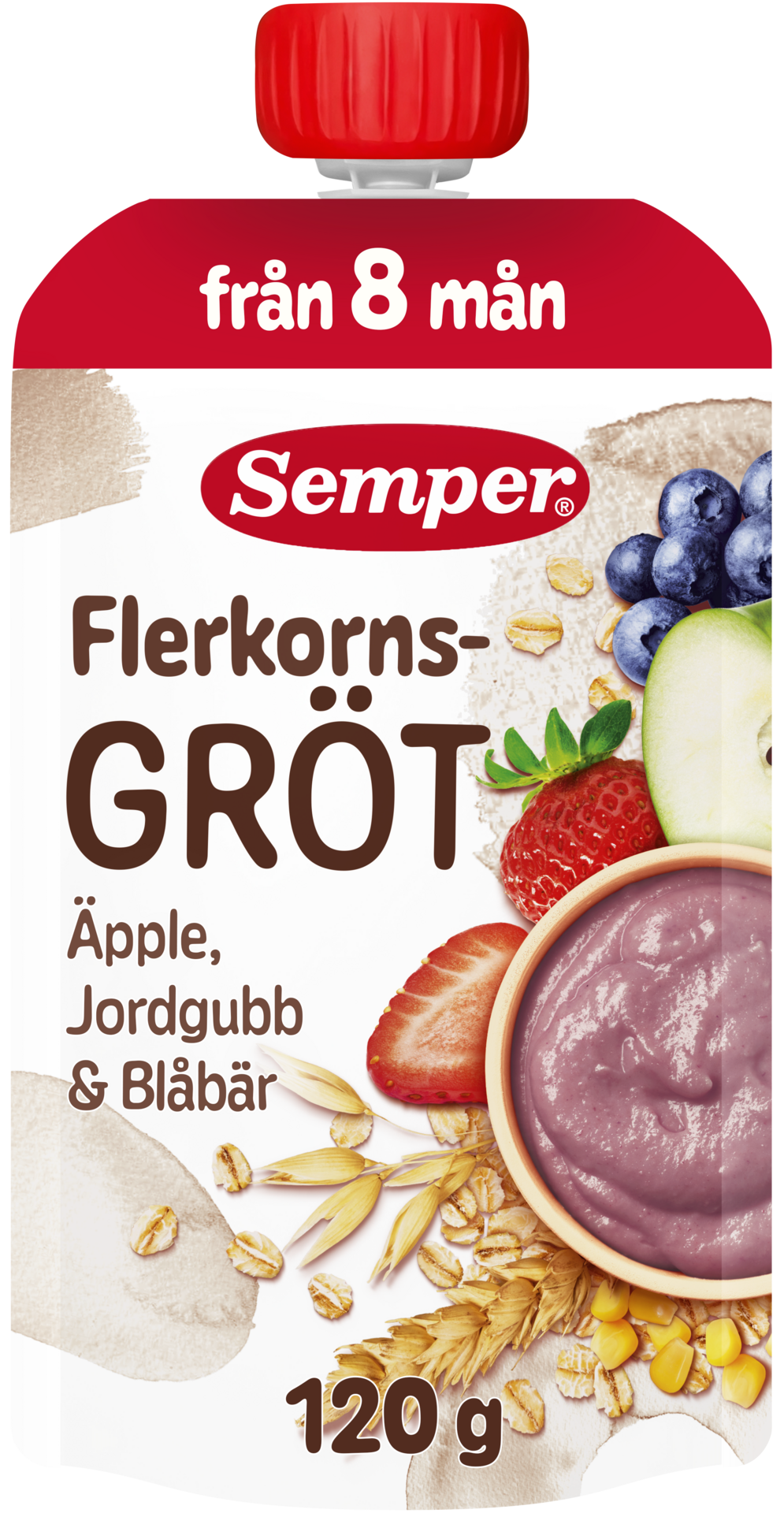 Semper Flerkornsgröt Äpple, Jordgubb & Blåbär 120 g