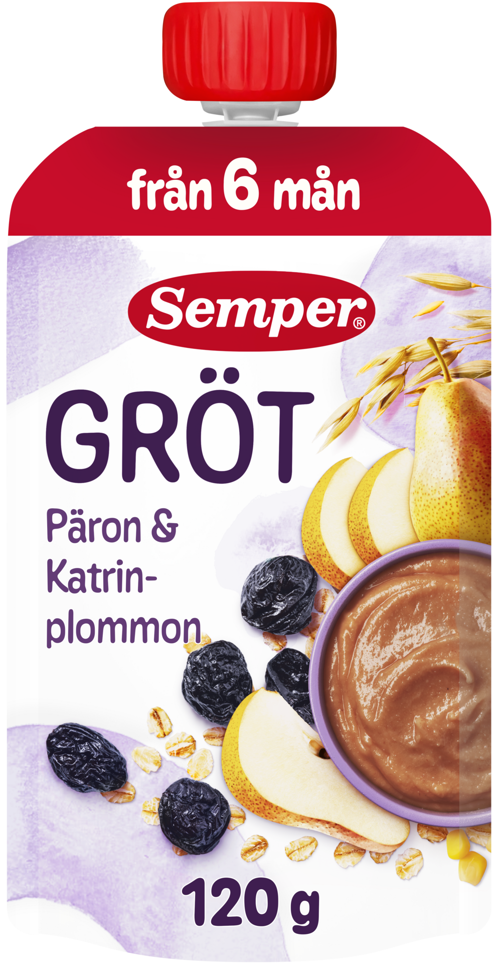 Semper Grötklämmis Päron & Katrinplommon 6 månader 120 g