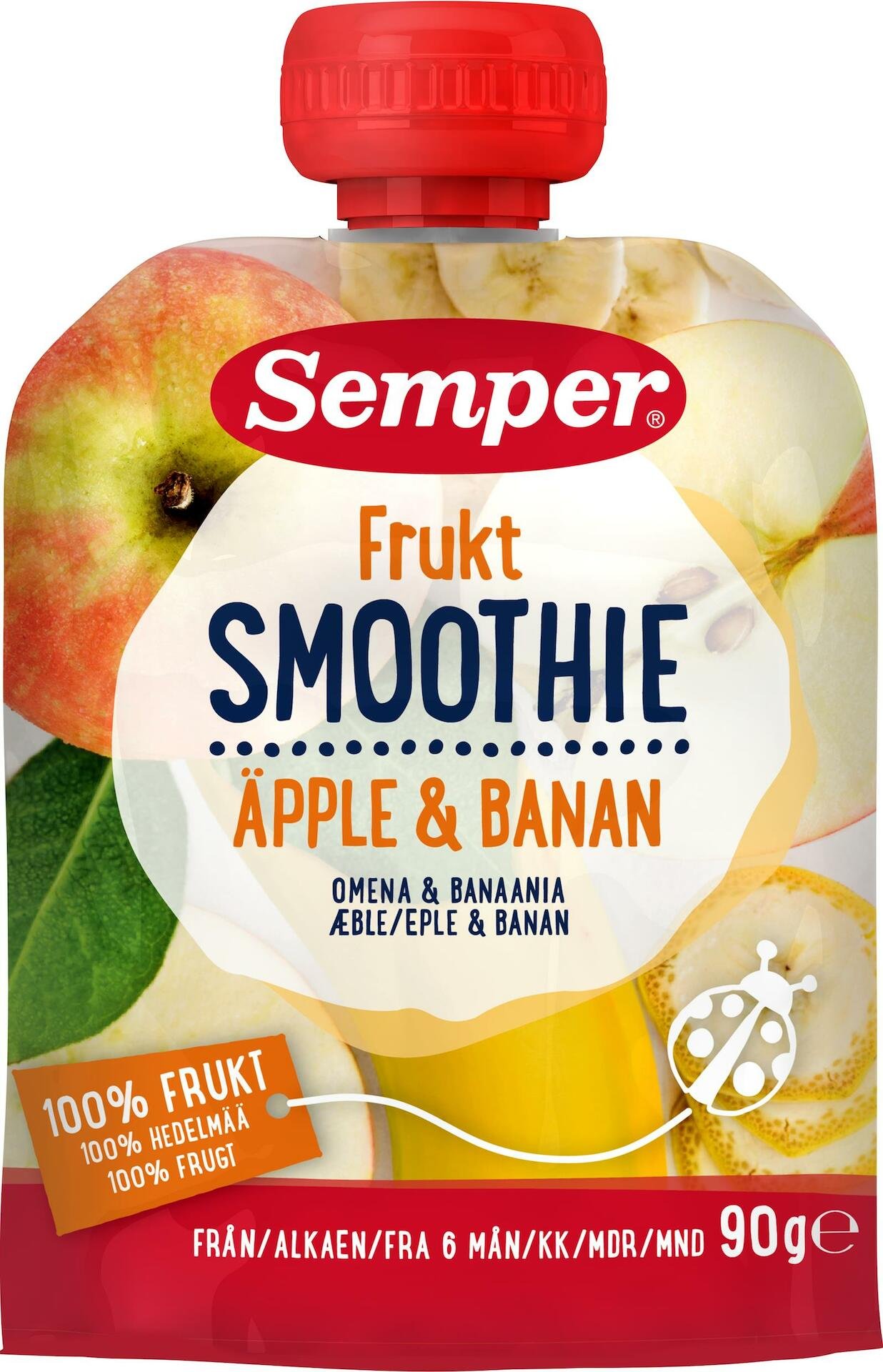 Semper Fruktsmoothie Äpple & Banan 90g