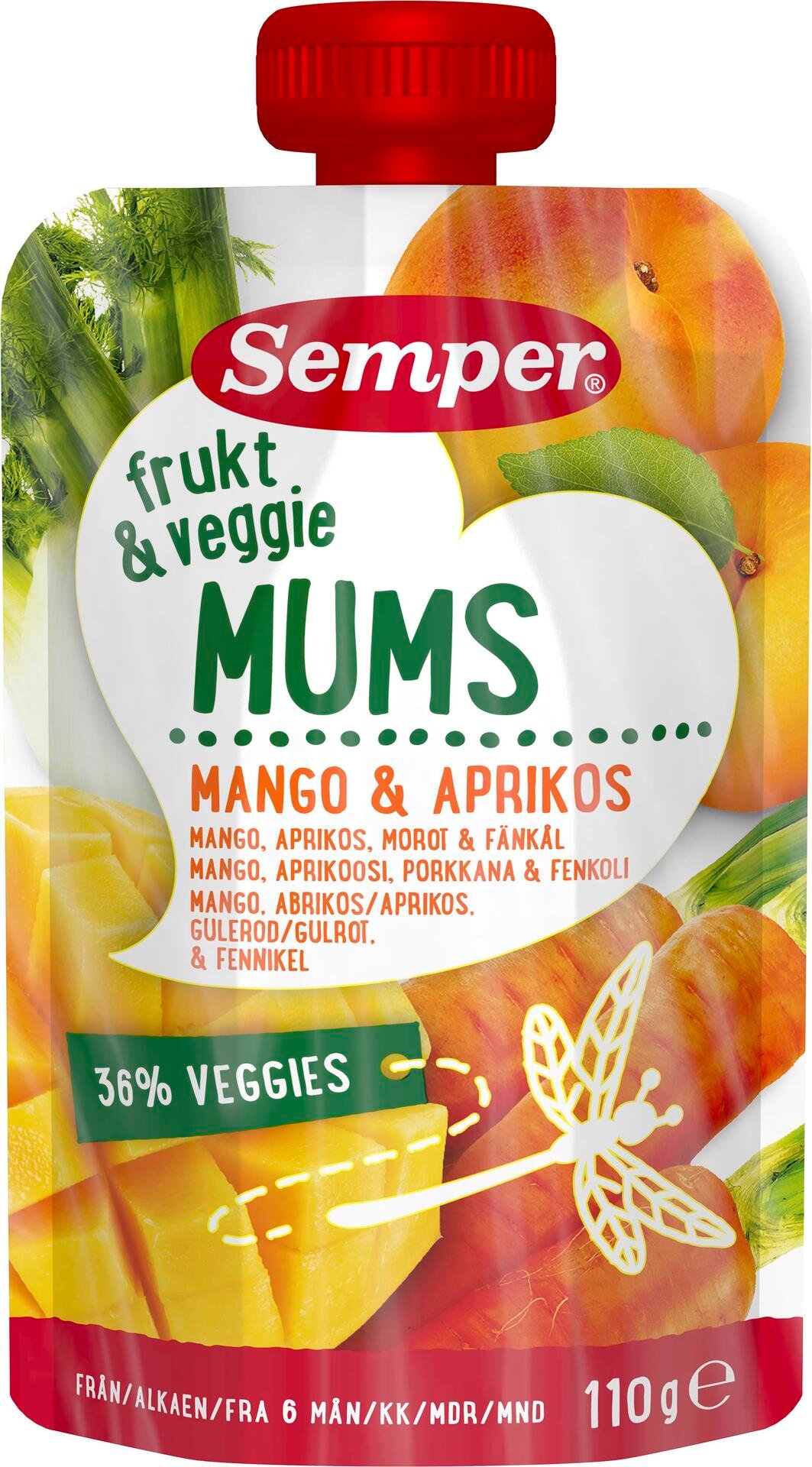 Semper Frukt & Veggie Mums 6 månader 110g