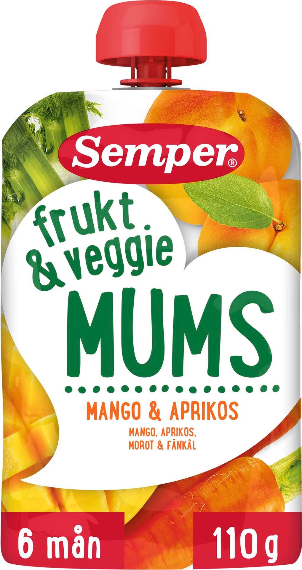 Semper Frukt & Veggie Mums 6 månader 110 g