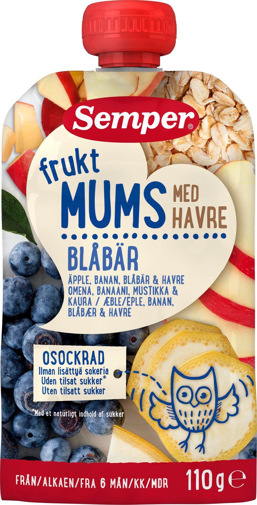 Semper Fruktmums Blåbär med Havre från 6 månader