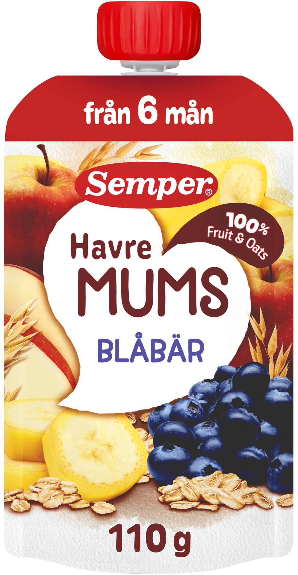 Semper Havremums Klämmis Blåbär från 6 månader 110 g