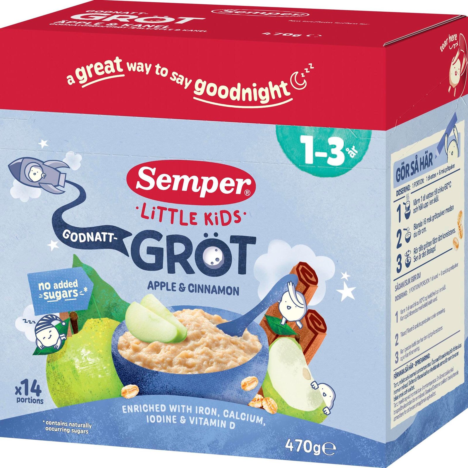 Semper Godnatt Gröt Äpple & Kanel 1-3 år