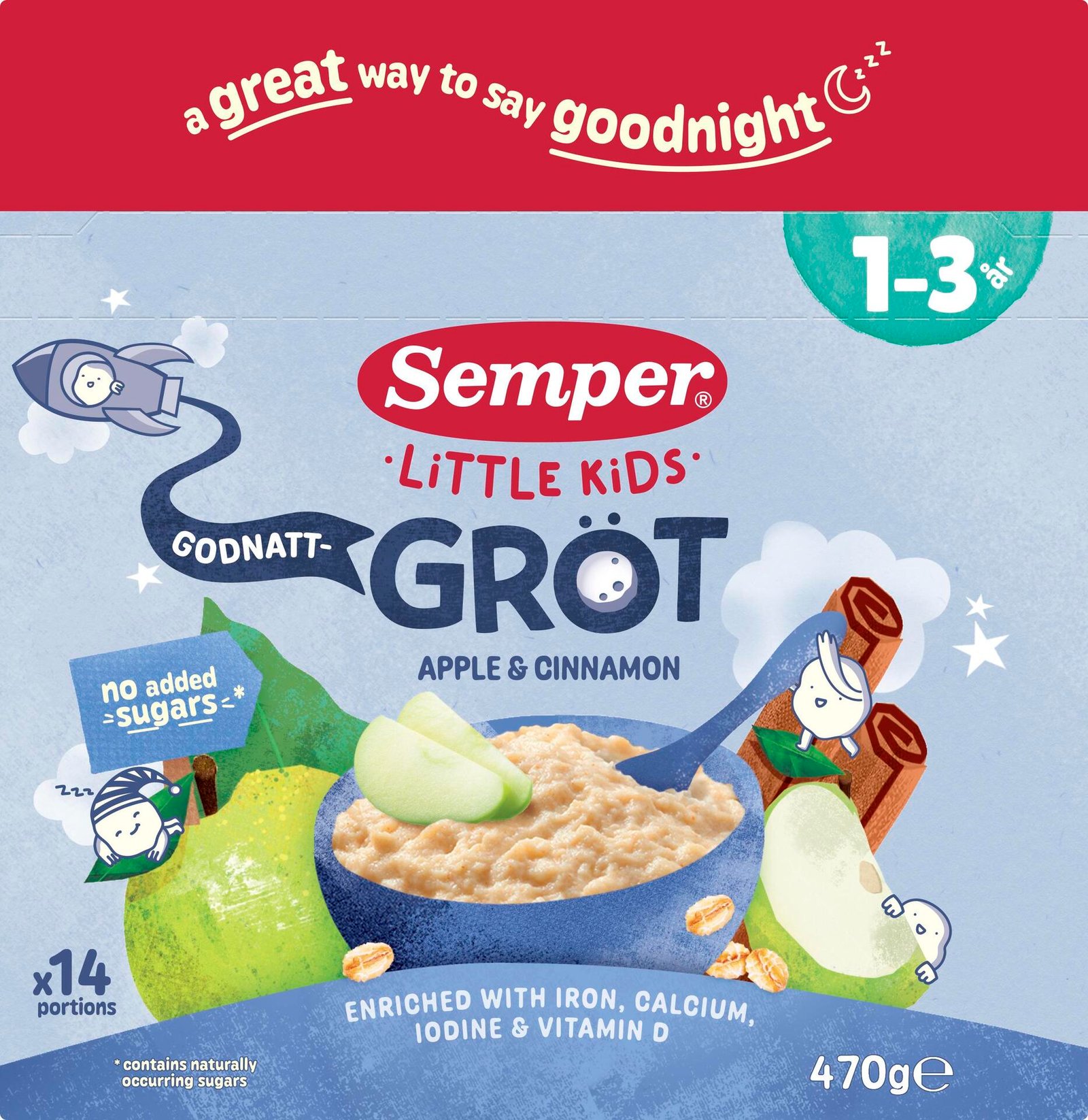 Semper Godnatt Gröt Äpple & Kanel 1-3 år