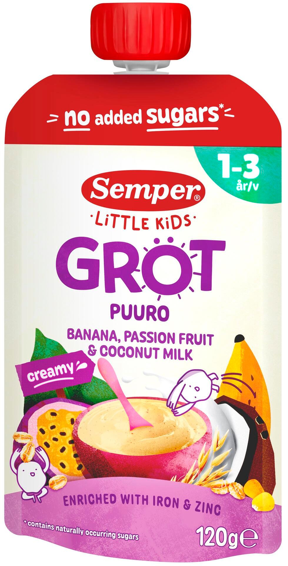 Semper Gröt Passionsfrukt Banan Kokos 1-3 år 120 g