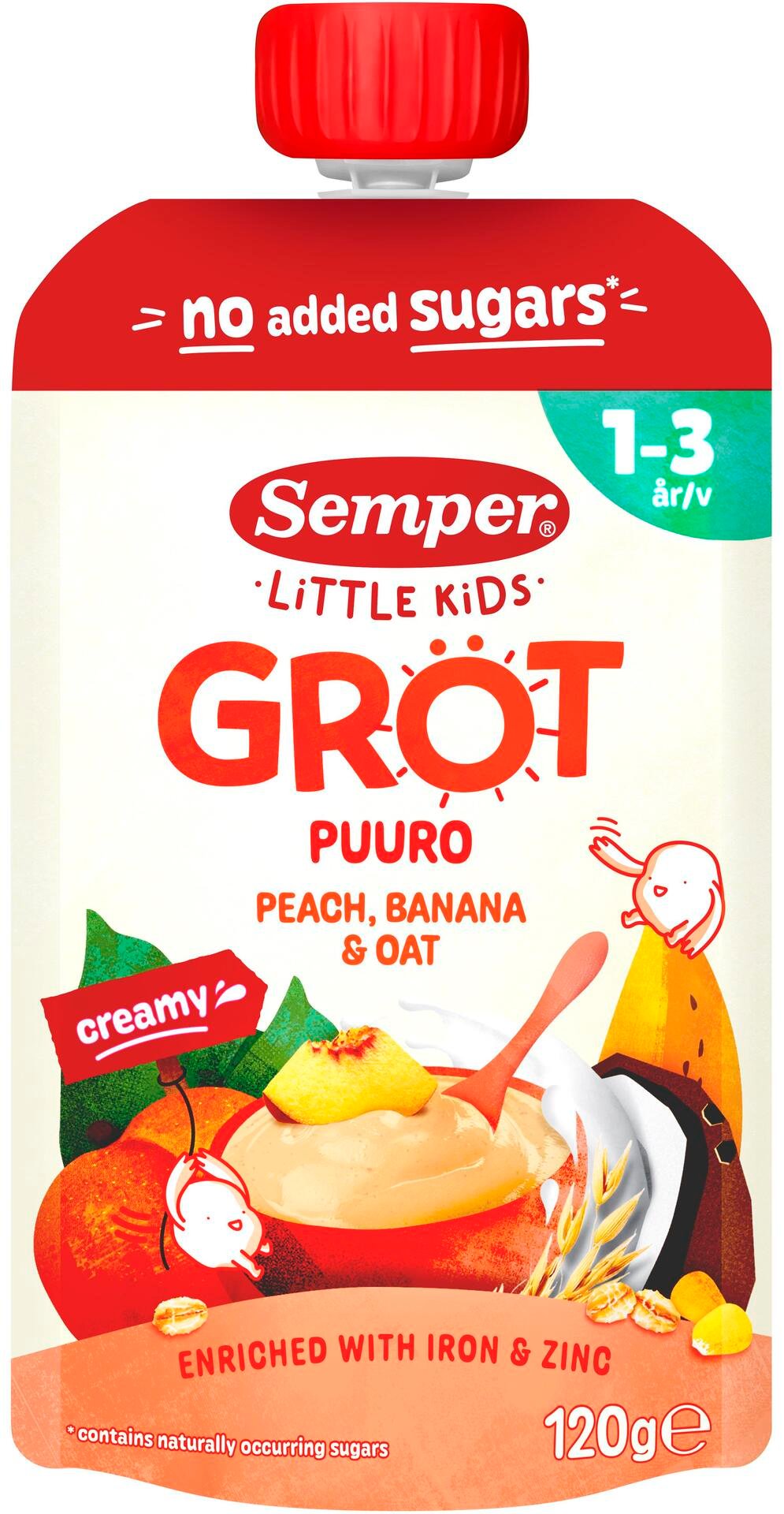 Semper Gröt Persika Banan 1-3 år 120 g