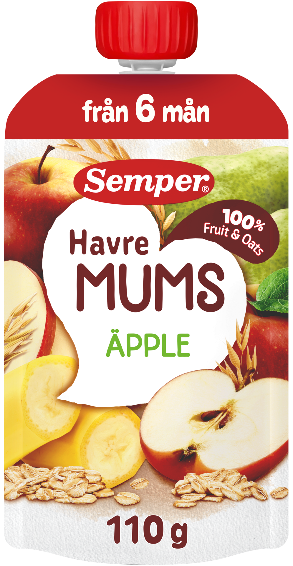 Semper Havremums Klämmis Äpple från 6 månader 110 g