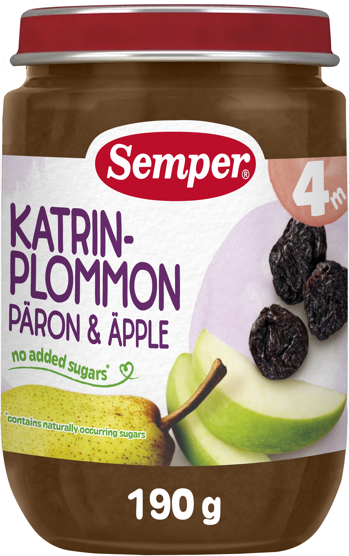 Semper Katrinplommon, päron & äpple 4 månader 190 g