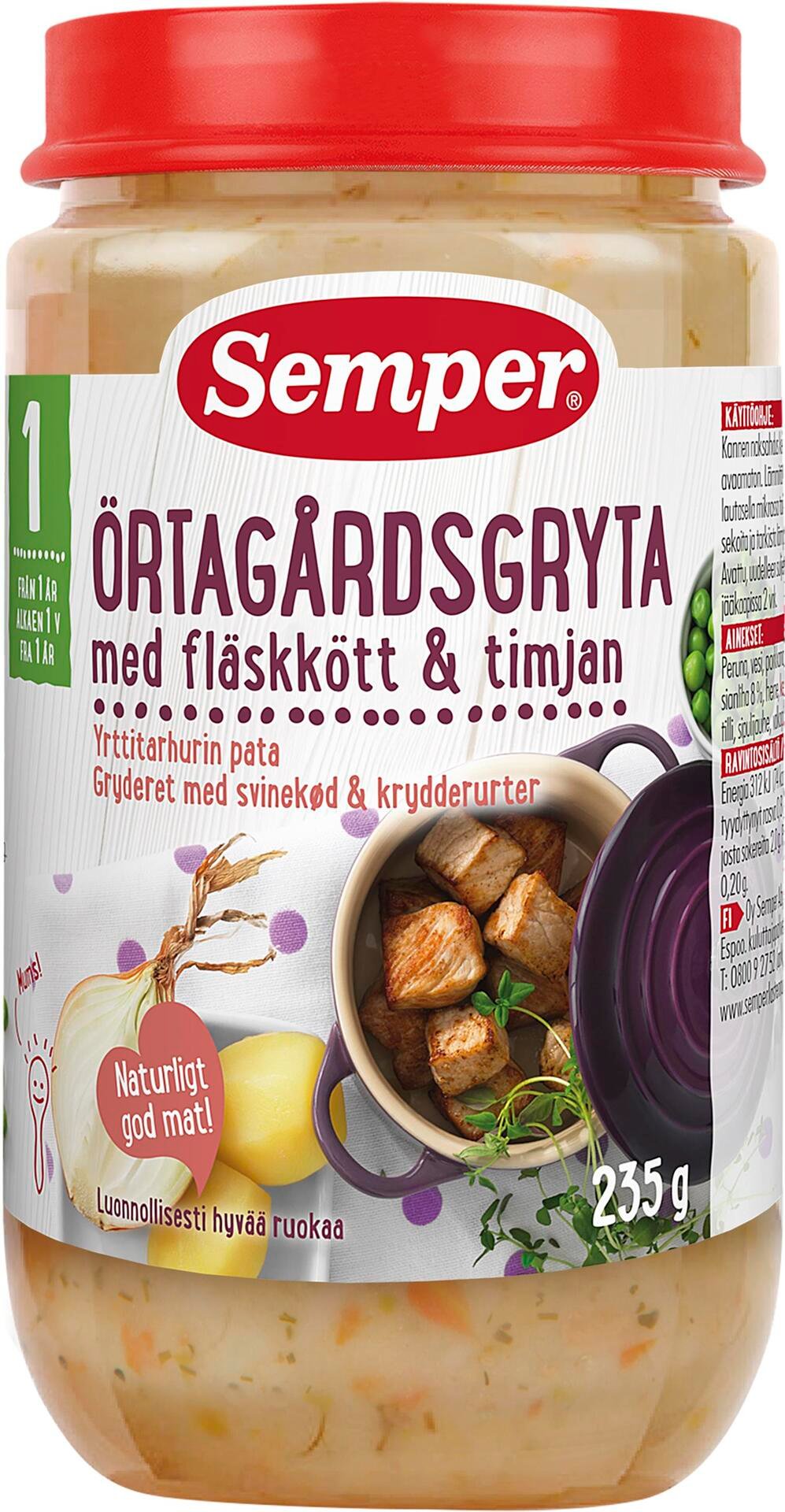 Semper Örtagårdsgryta med fläskkött och timjan från 12 månader 235g