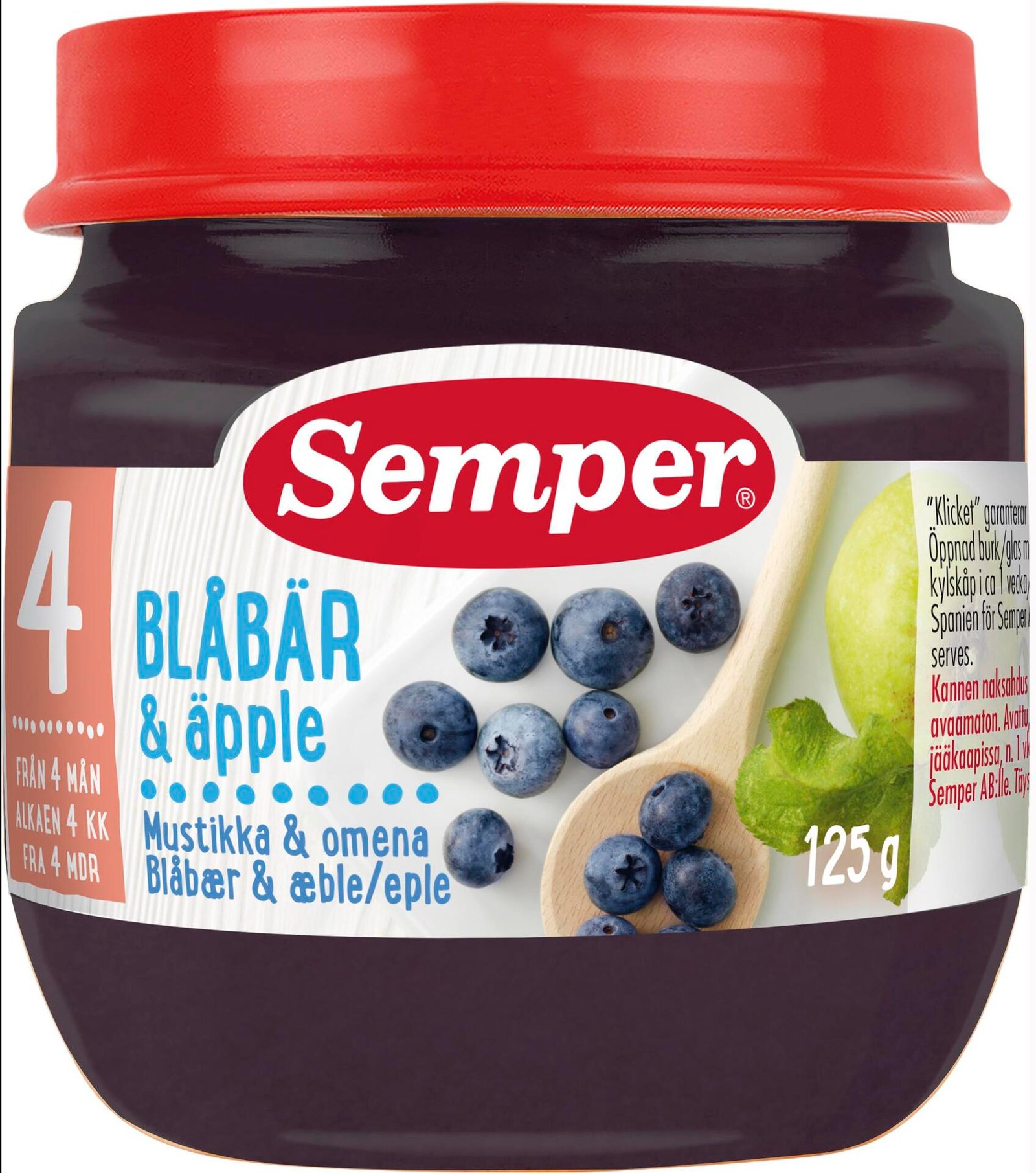 Semper Blåbär & Äpple 4 månader