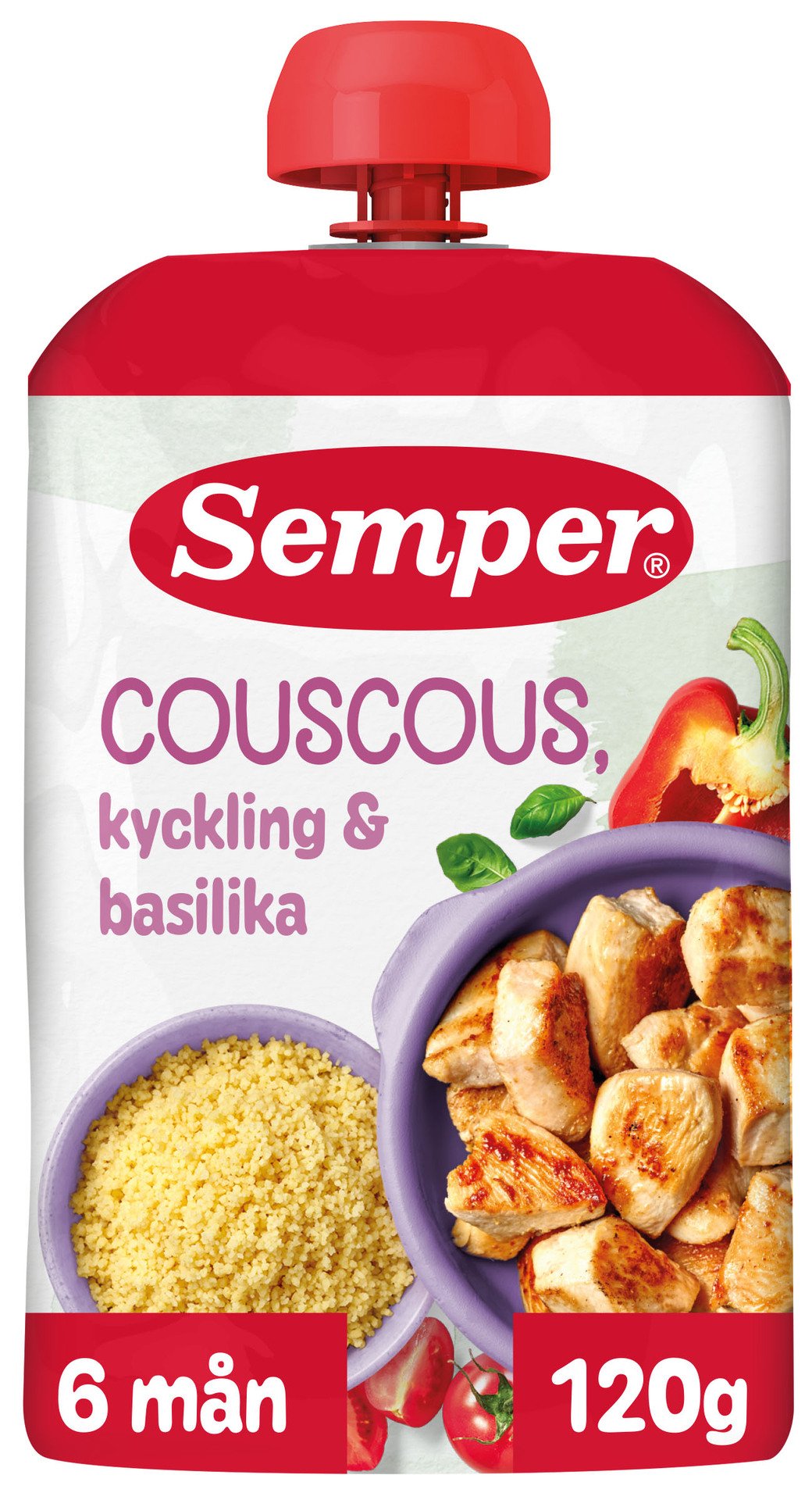 Semper Couscous Kyckling & Basilika 6 månader 120 g