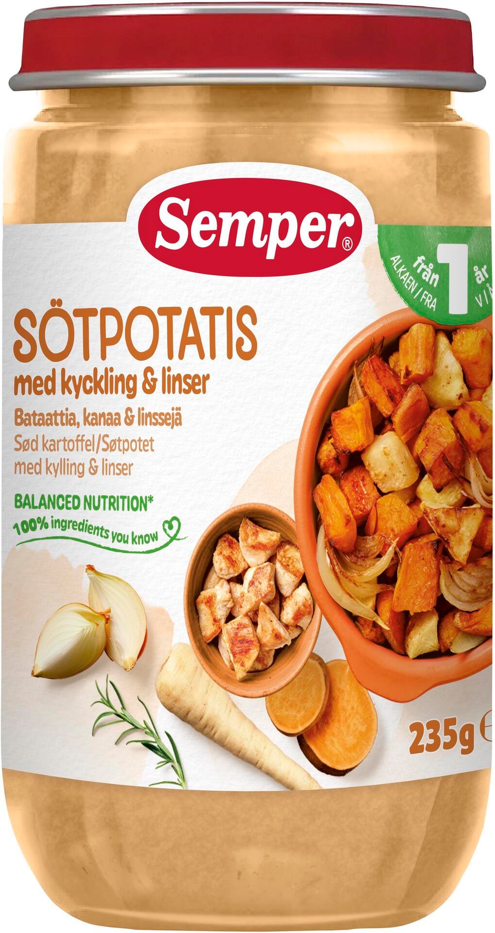 Semper Sötpotatis med Kyckling & Linser från 1 år