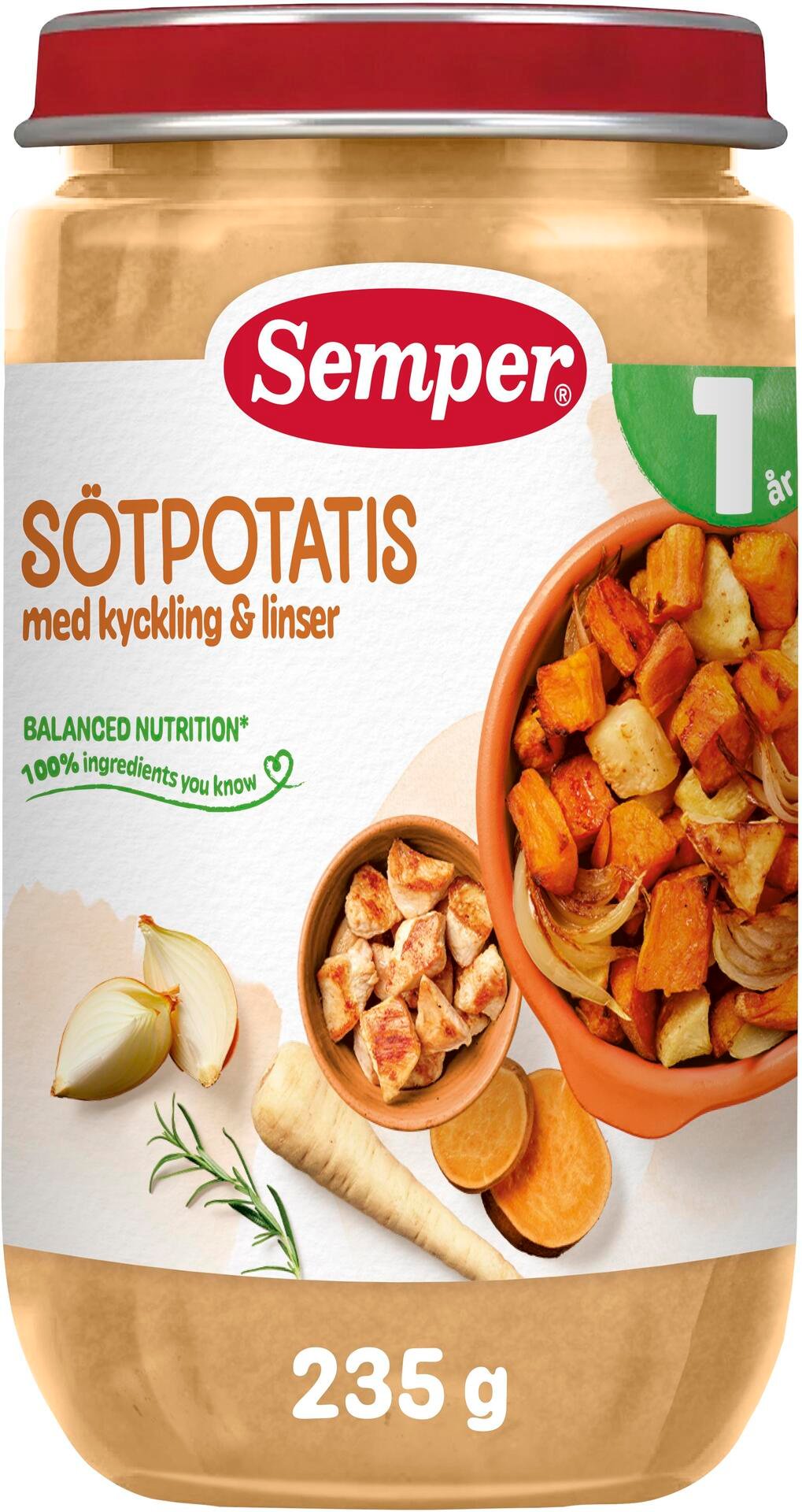 Semper Sötpotatis med Kyckling & Linser från 1 år