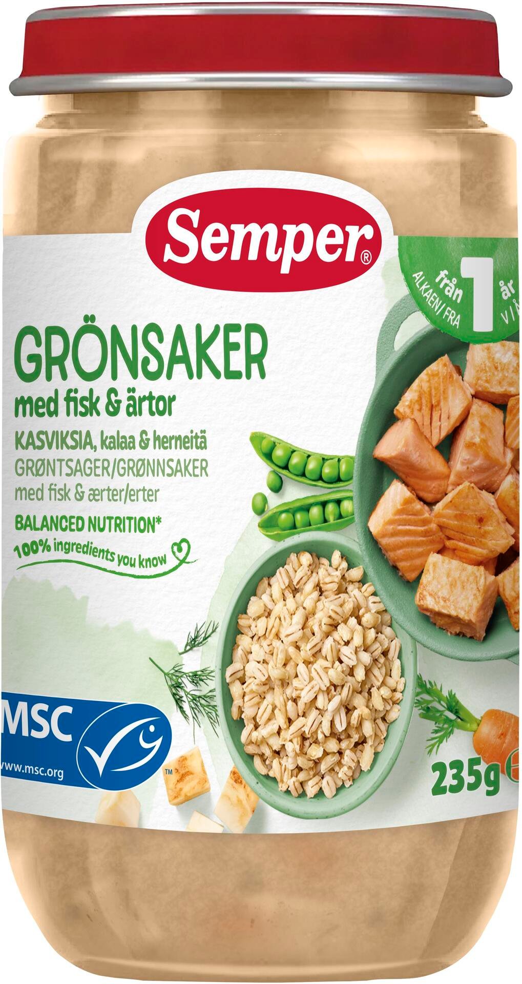 Semper Grönsaker Med Fisk Och Ärtor Från 1 år