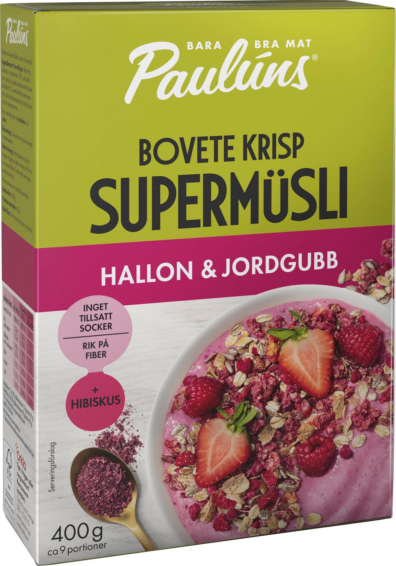 Paulúns Müsli med Hallon och Jordgubb 400 g