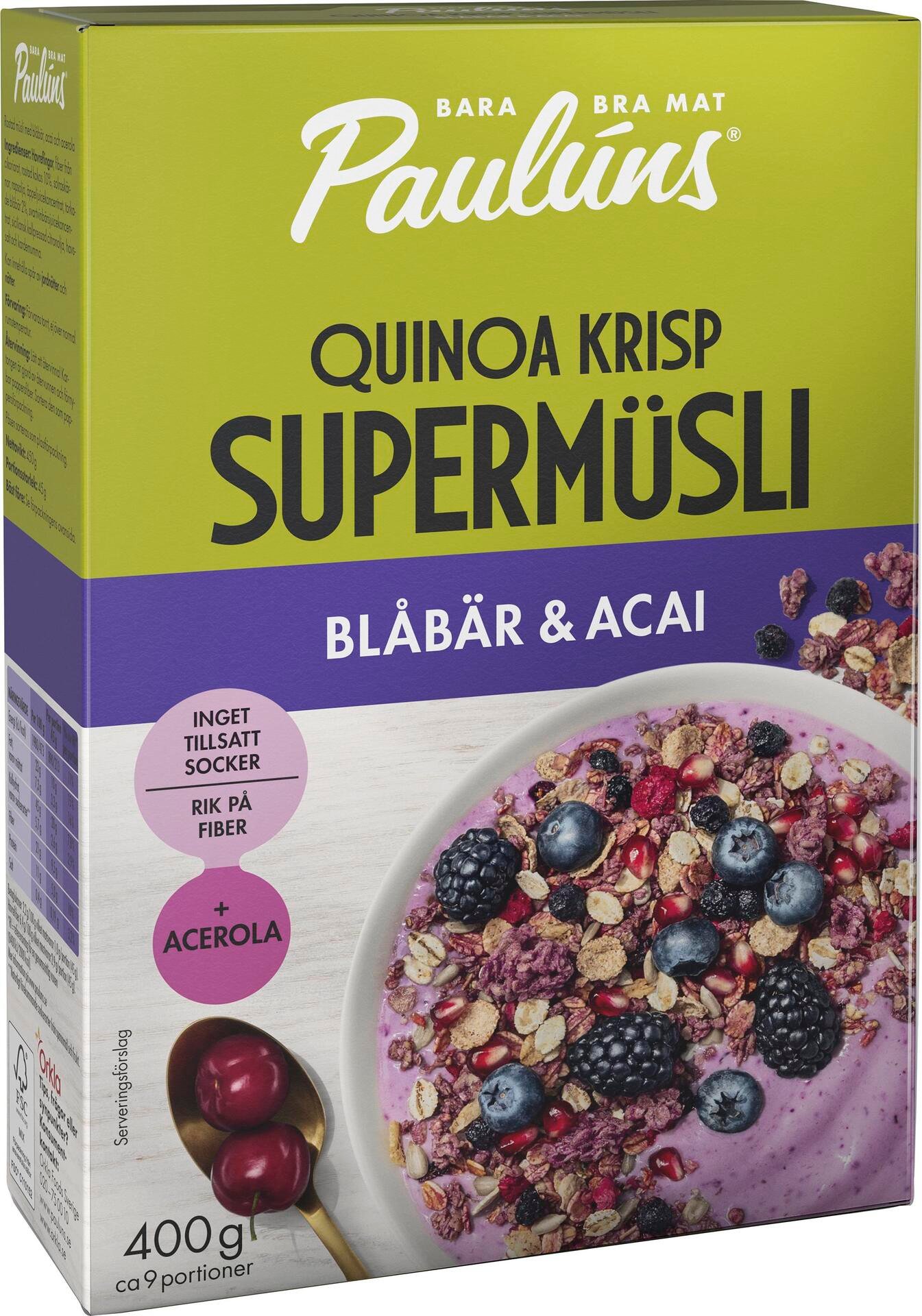 Paulúns Müsli med Blåbär och Acai 400 g