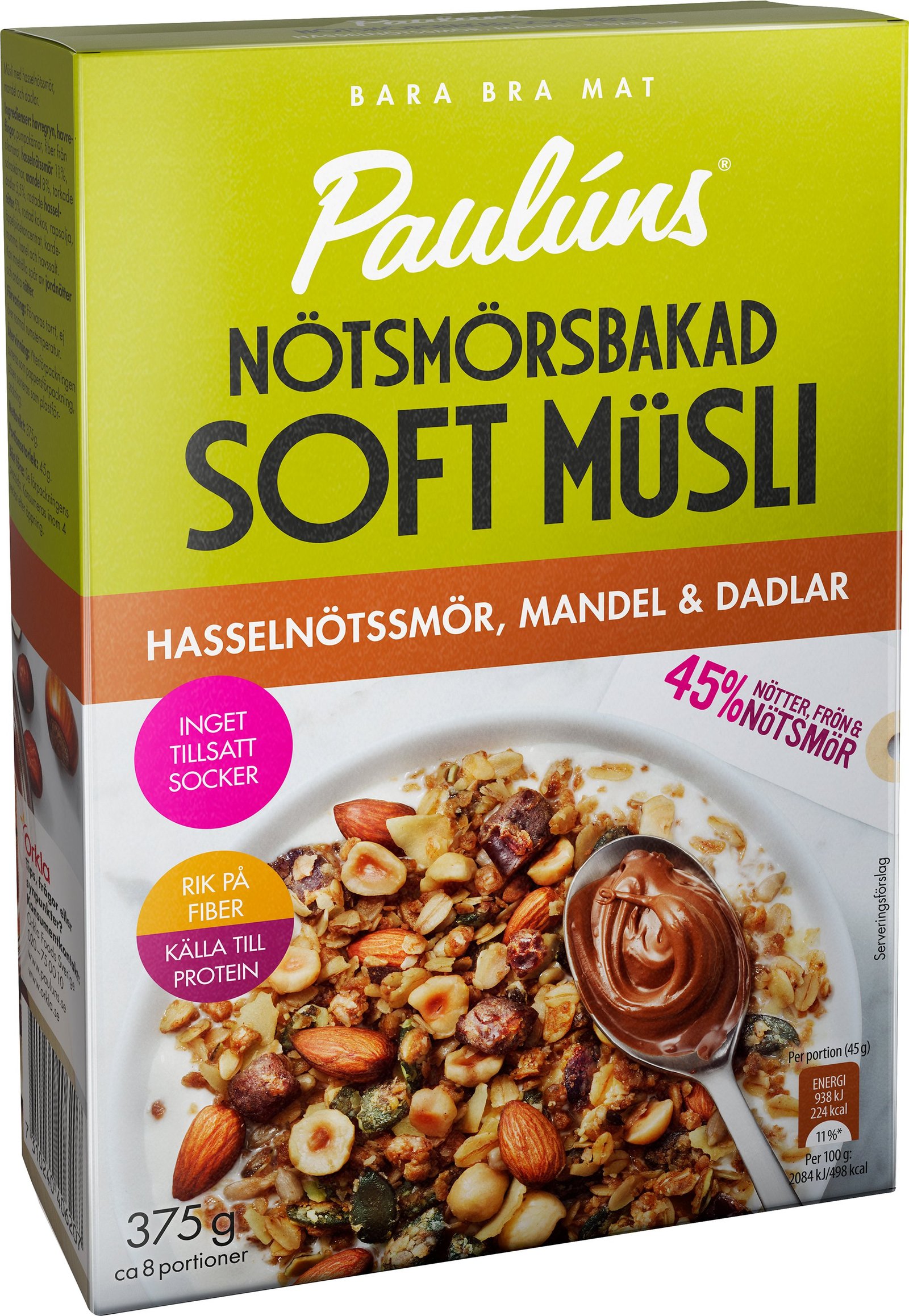 Paulúns Soft Müsli Hasselnöt, Mandel 375 g
