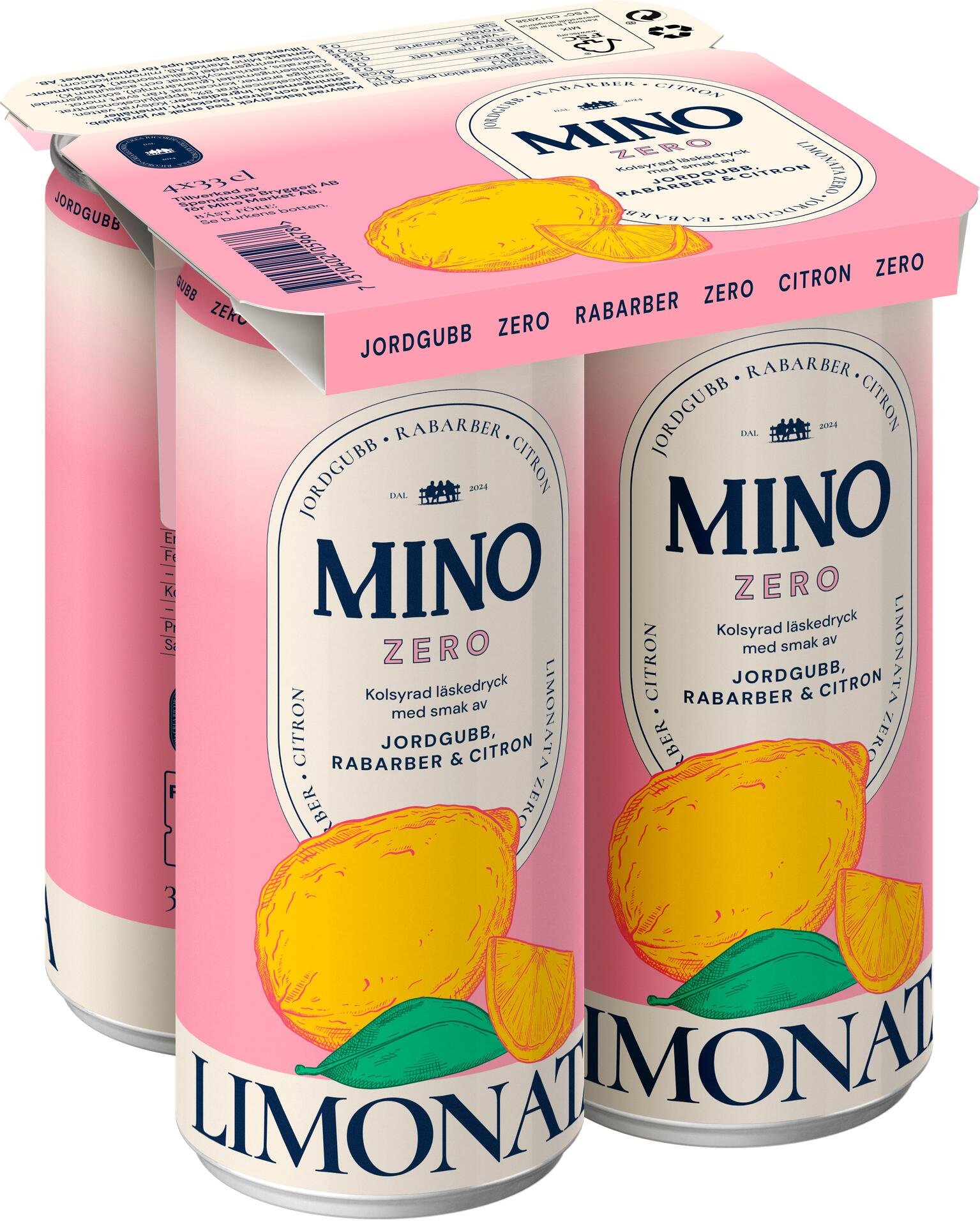 Mino Jordgubb Rabarber 4-pack