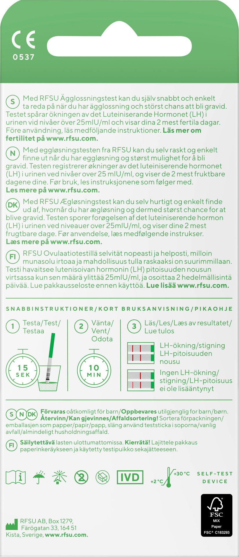 RFSU Ovulation Test  Ägglossning 14 st