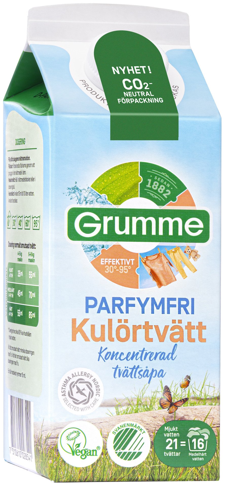 Grumme Parfymfri Kulörtvätt 750 ml