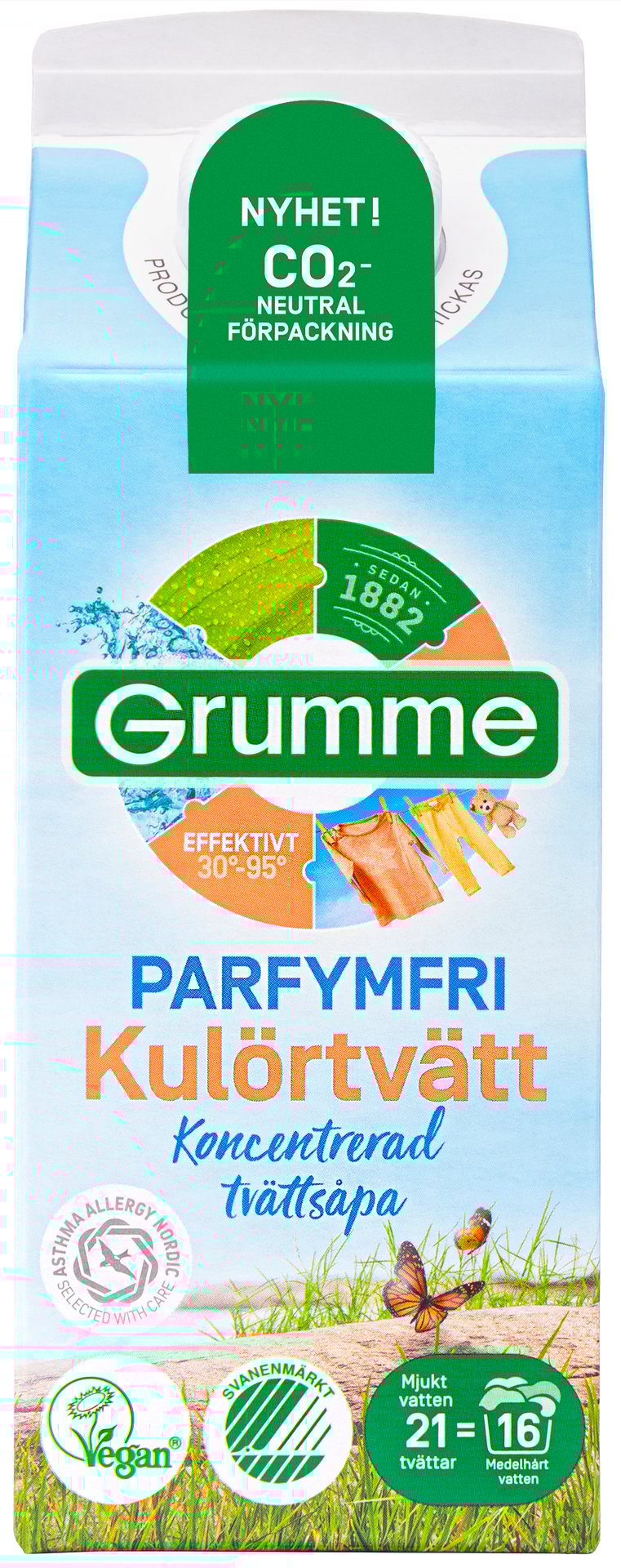 Grumme Parfymfri Kulörtvätt 750 ml