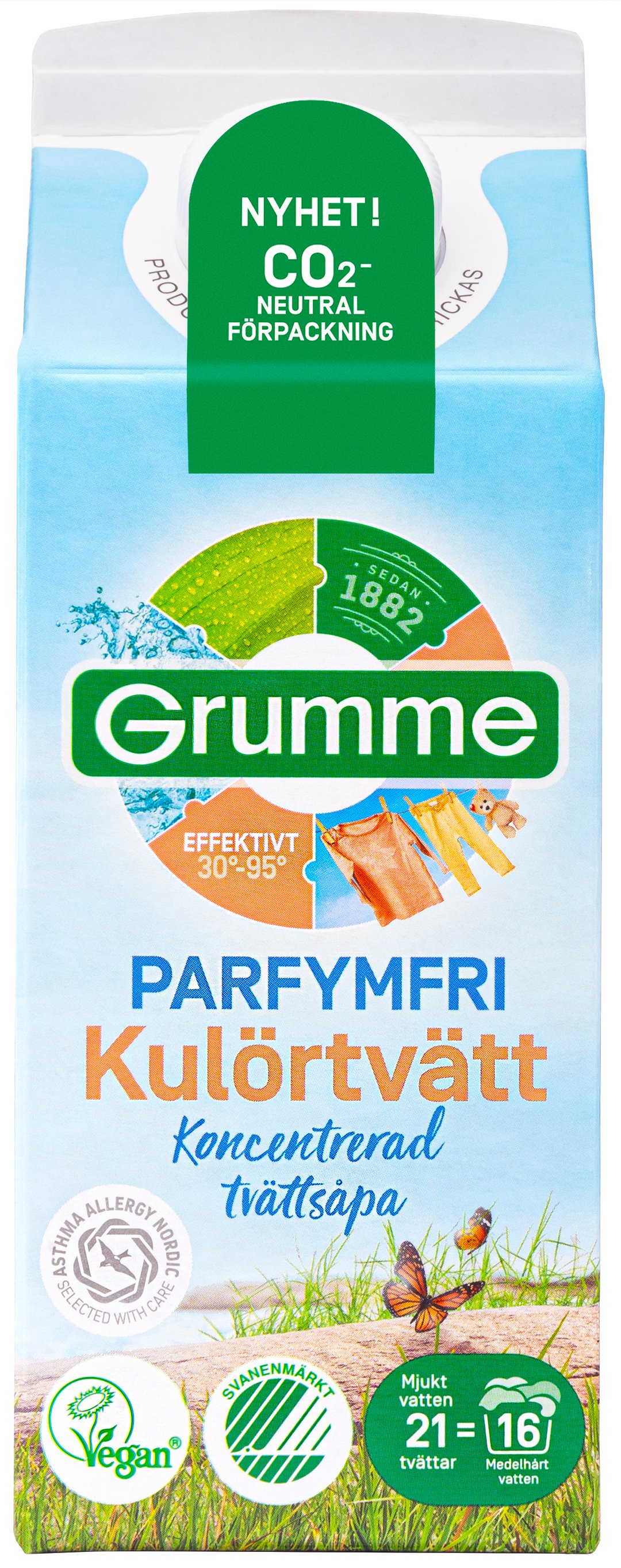 Grumme Parfymfri Kulörtvätt 750 ml