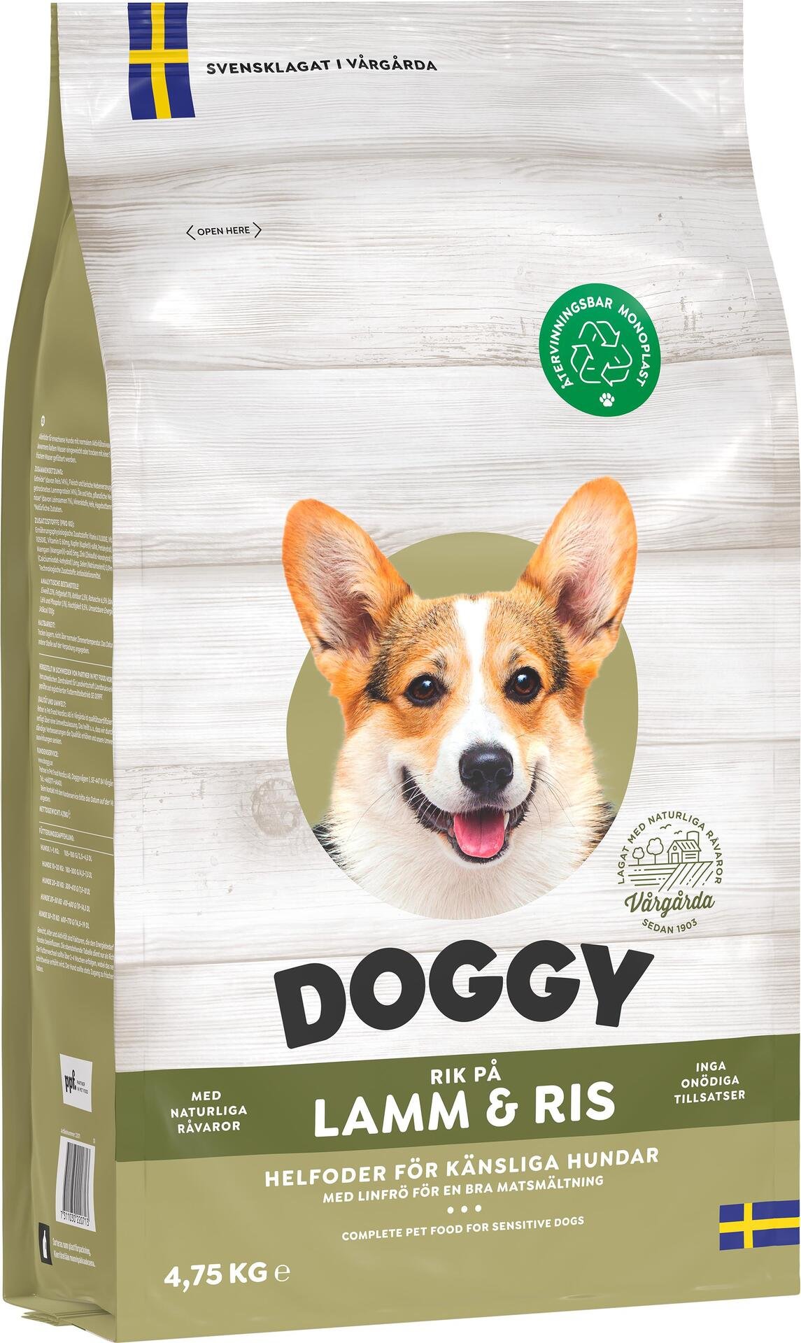 Doggy Hundmat Torrfoder Lamm & Ris 4,75 kg