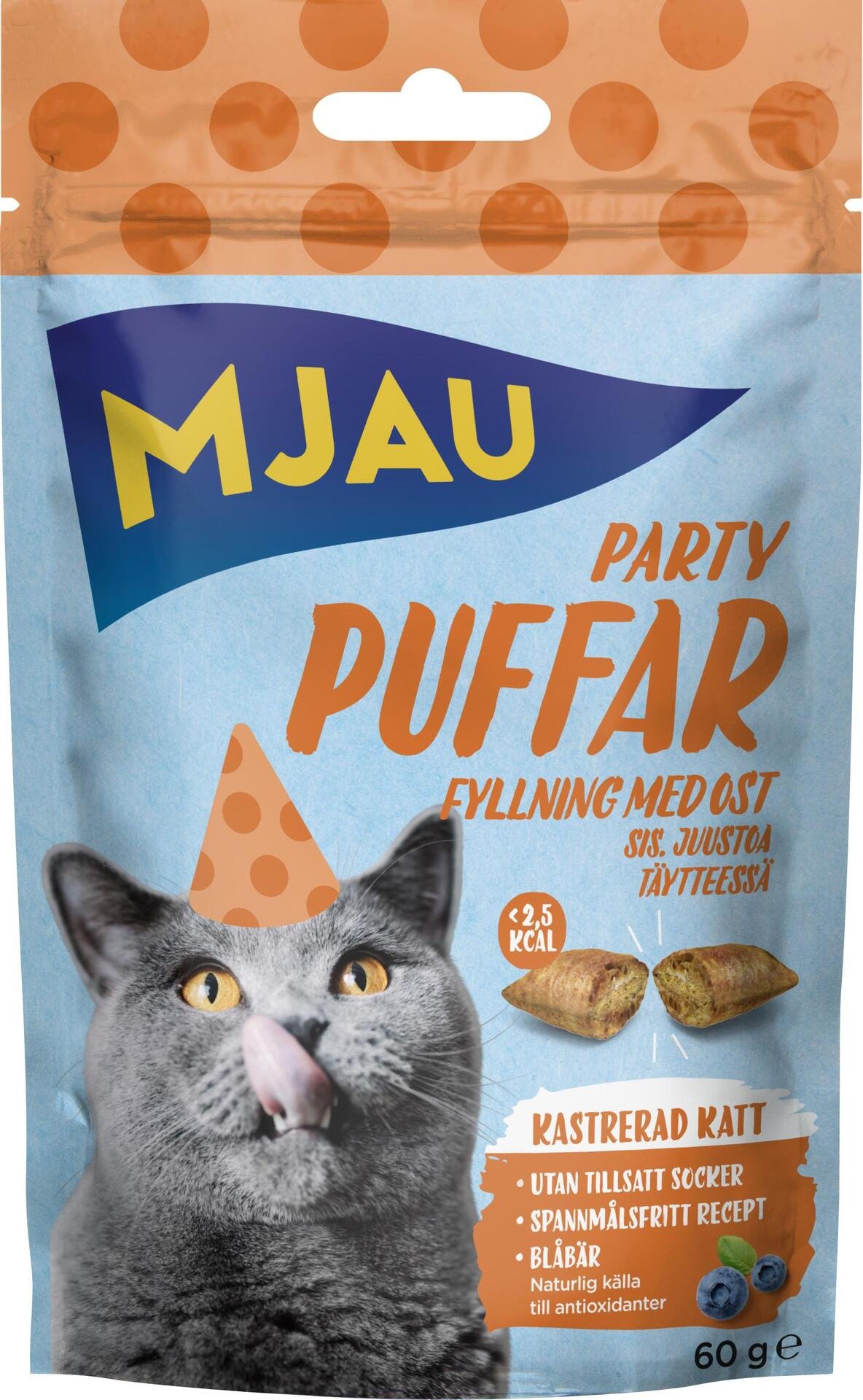 Mjau Partypuffar Med Ost 60 g