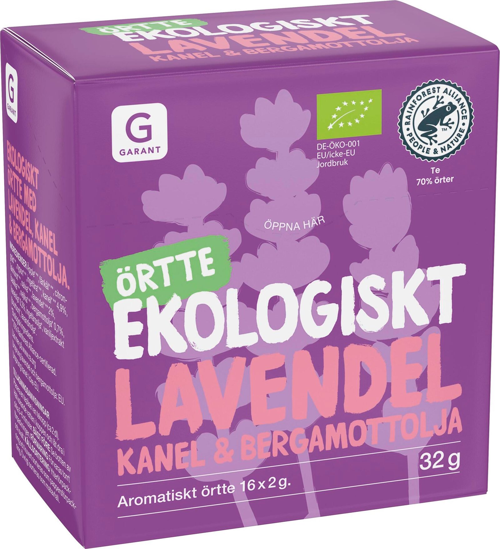 Garant Örtte Lavendel Kanel & Bergamottolja Eko 16 st