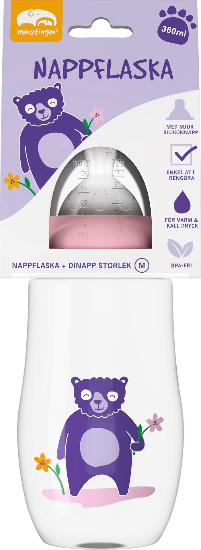 Minstingen Nappflaska Björn 360 ml