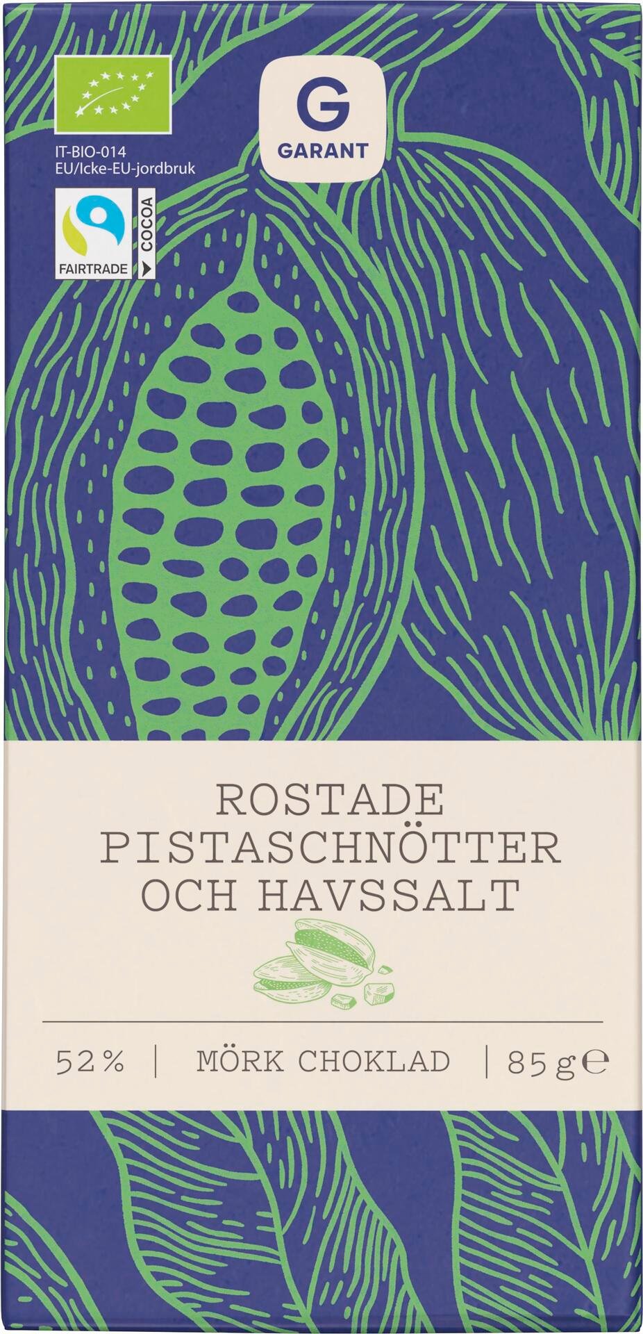 Garant Choklad eko mörk pistasch havssalt 85 g