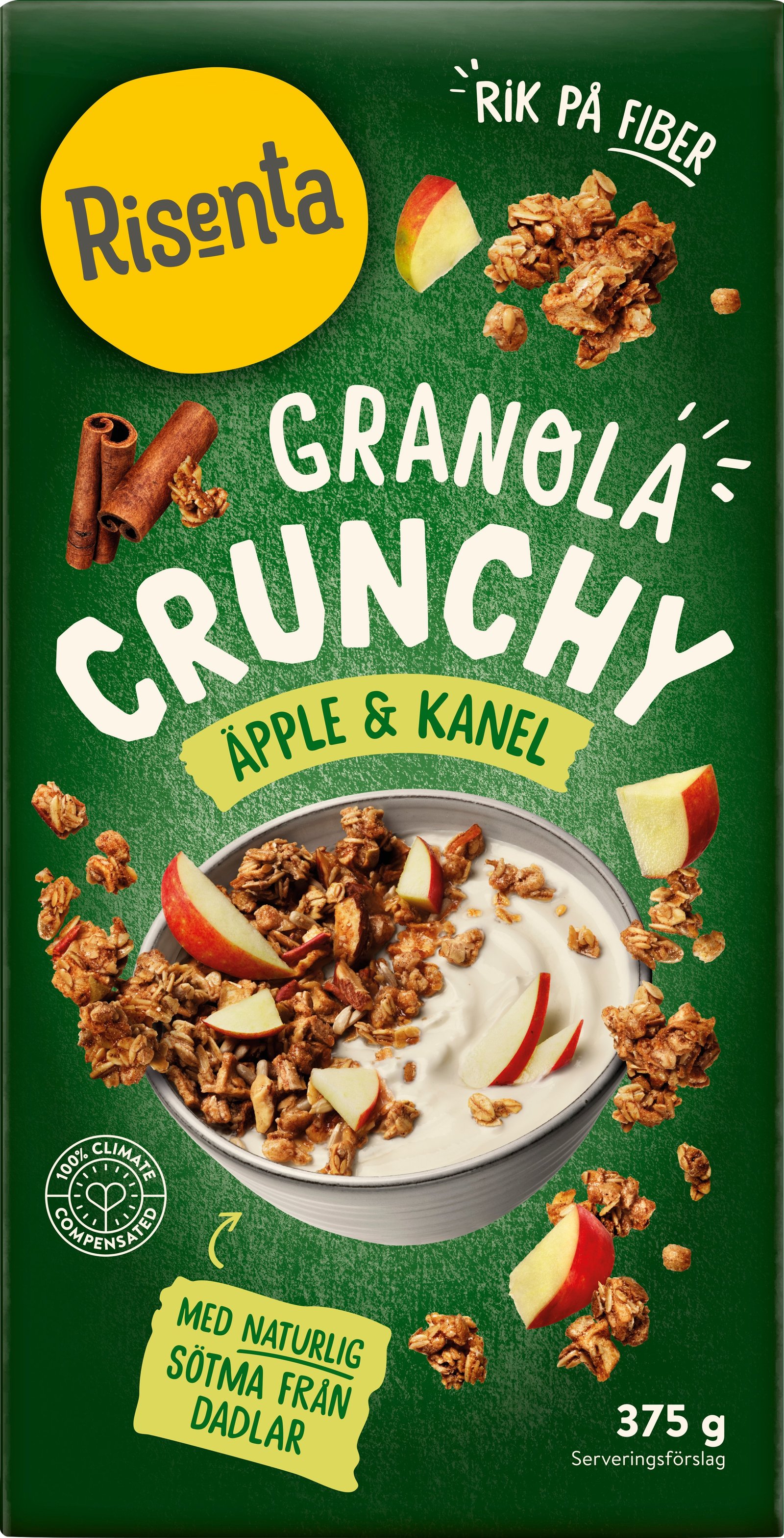 Risenta Crunchy Granola Äpple & Kanel 375 g
